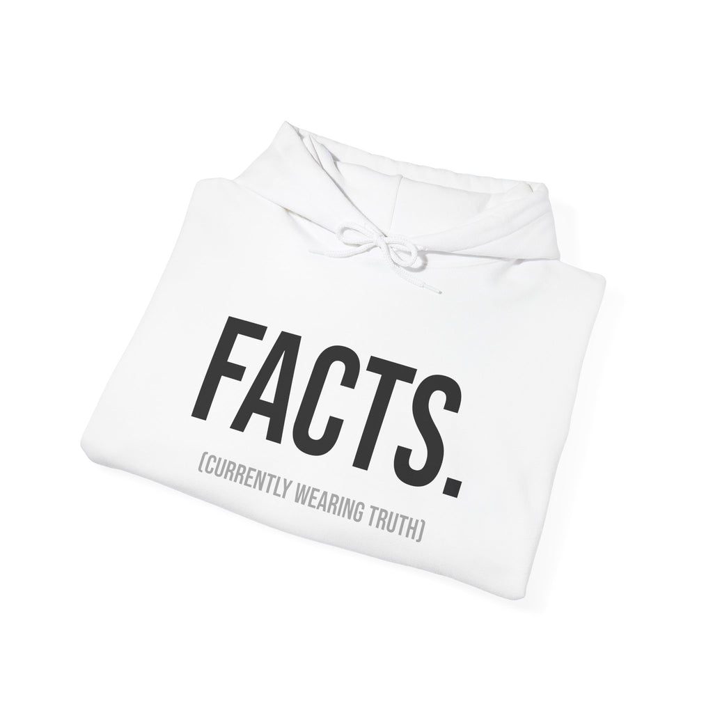 FACTS. (currently wearing the truth) Hoodie — Signature Logo Collection - Unisex Heavy Blend Hoodie for Everyday Truth