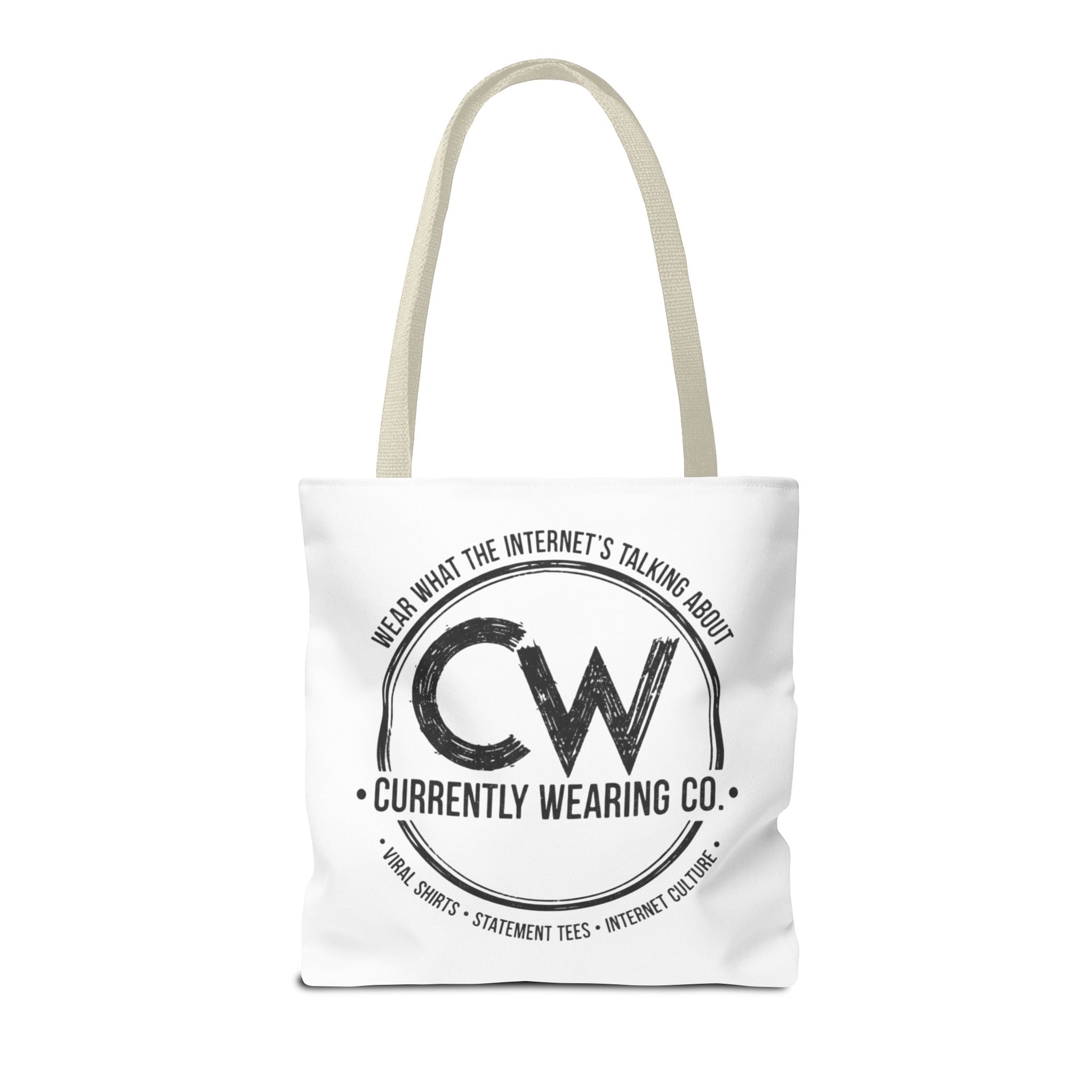 Currently Wearing Co Logo Tote Bag - Wear What the Internet's Talking About Canvas Bag - Reusable Shopping Bag, Trendy Statement Tote Bag, Stylish Carry-All, Eco-Friendly Shopper, Fun Gift for Fashion Lovers, Unique Beach Bag, Graphic Design Tote