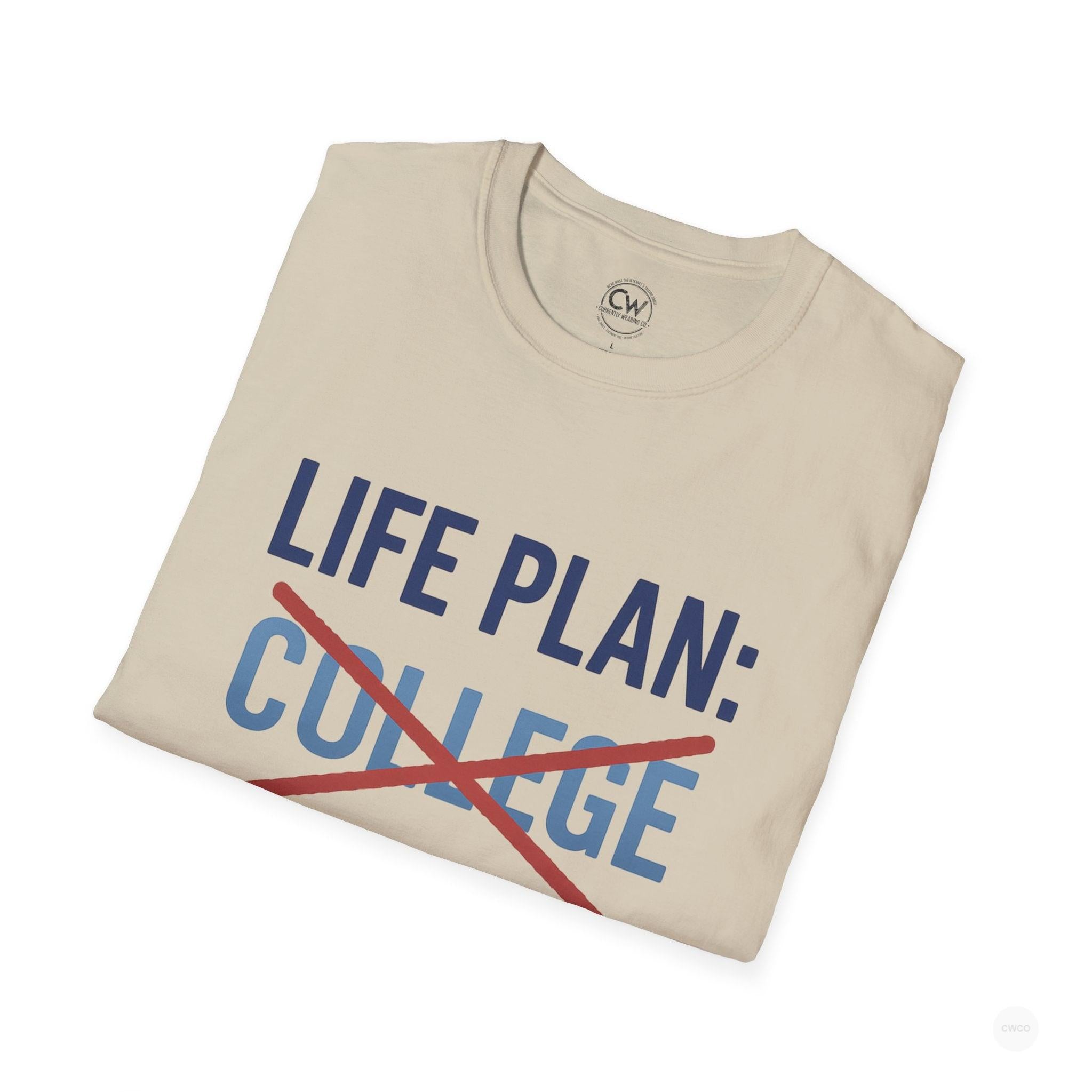 Life Plan: AI Skills T-Shirt, Unisex Softstyle T-Shirt, Funny Graphic Tee, Learning Humor, Casual Wear, College Student Gift