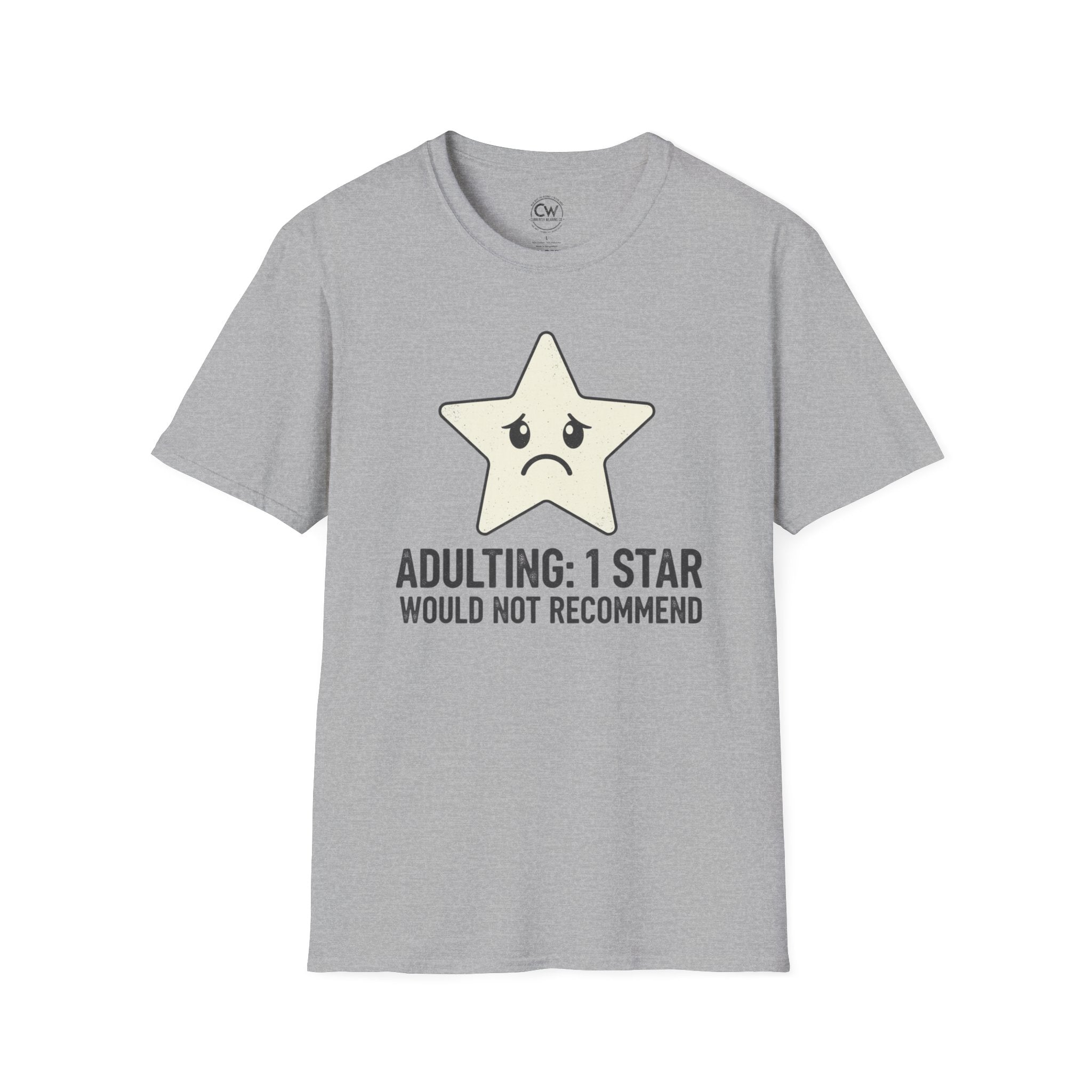 Adulting 1 Star Would Not Recommend Shirt - Funny Adult Life Tee - Millennial Humor Shirt - Adulting Struggles T-Shirt Unisex Fun Adulting T-Shirt | 1 Star Review Design | Perfect for Birthdays, Gifting, Casual Wear, and Humor Lovers