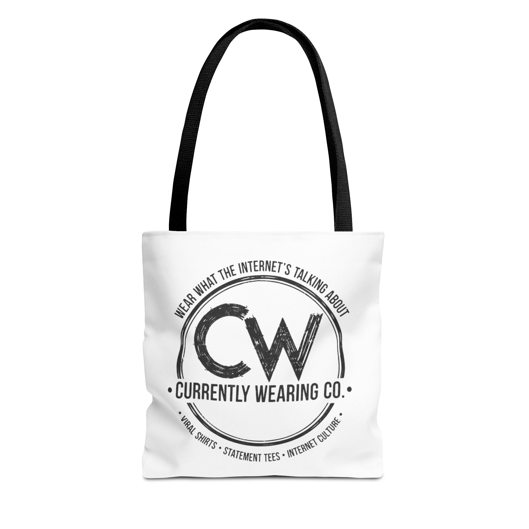 Currently Wearing Co Logo Tote Bag - Wear What the Internet's Talking About Canvas Bag - Reusable Shopping Bag, Trendy Statement Tote Bag, Stylish Carry-All, Eco-Friendly Shopper, Fun Gift for Fashion Lovers, Unique Beach Bag, Graphic Design Tote