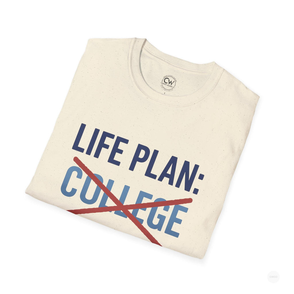 Life Plan: AI Skills T-Shirt, Unisex Softstyle T-Shirt, Funny Graphic Tee, Learning Humor, Casual Wear, College Student Gift