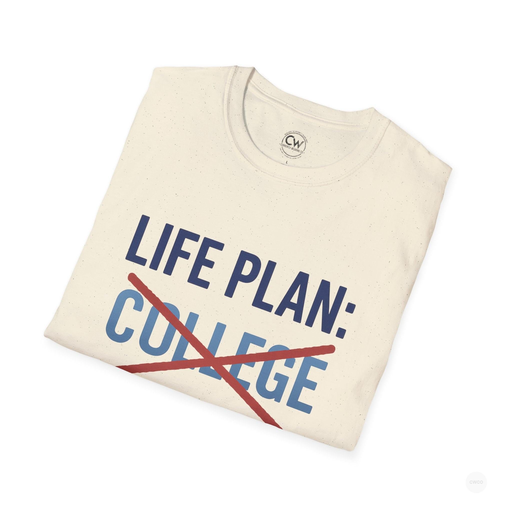 Life Plan: AI Skills T-Shirt, Unisex Softstyle T-Shirt, Funny Graphic Tee, Learning Humor, Casual Wear, College Student Gift