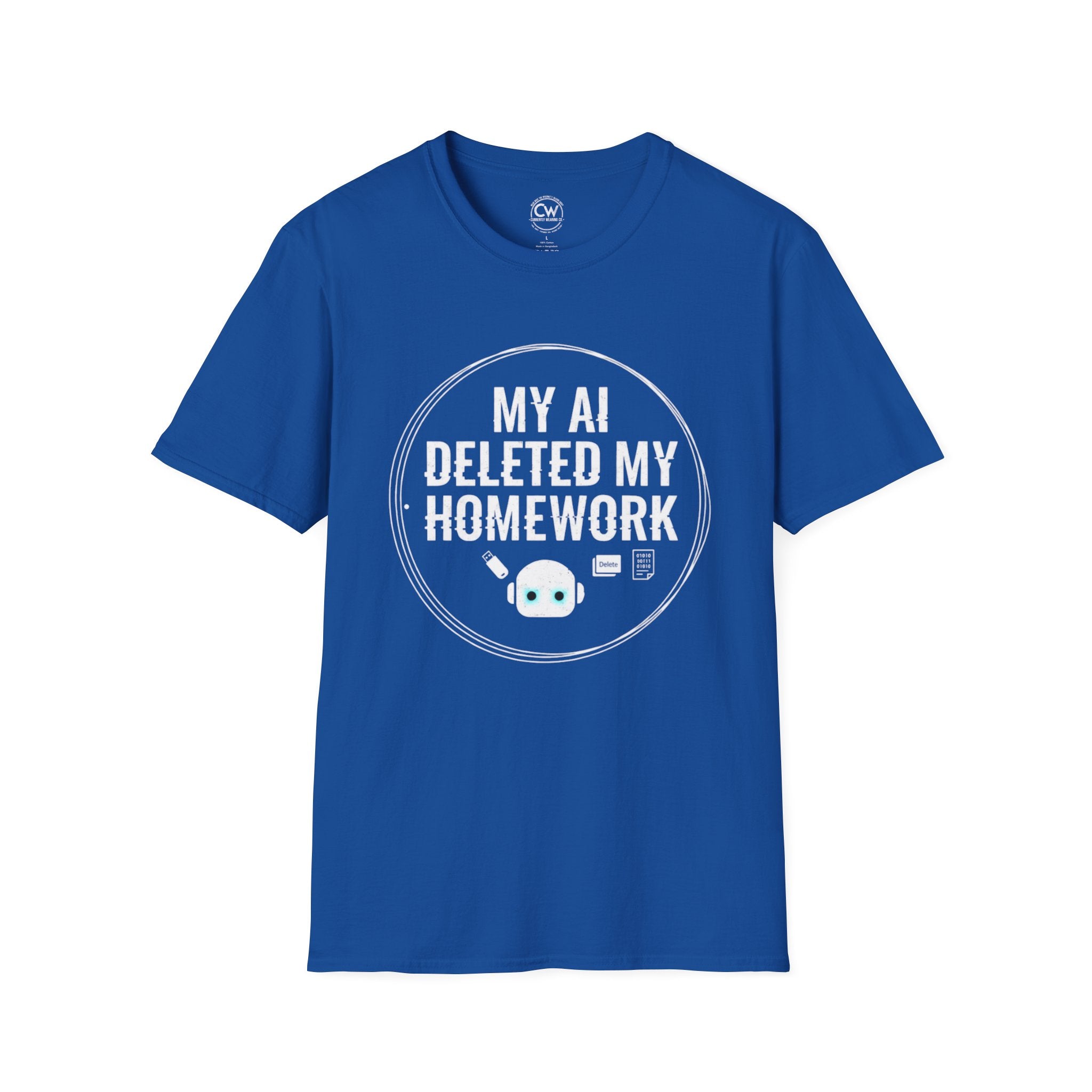 My AI Deleted My Homework Shirt - Funny Student Excuse Tee - AI Homework Humor Shirt - Tech Student Gift T-Shirt Funny AI Homework T-Shirt, Unisex Tee for Students, Gift for Tech Lovers, Humor Shirt for School, Casual Wear, Birthday Present