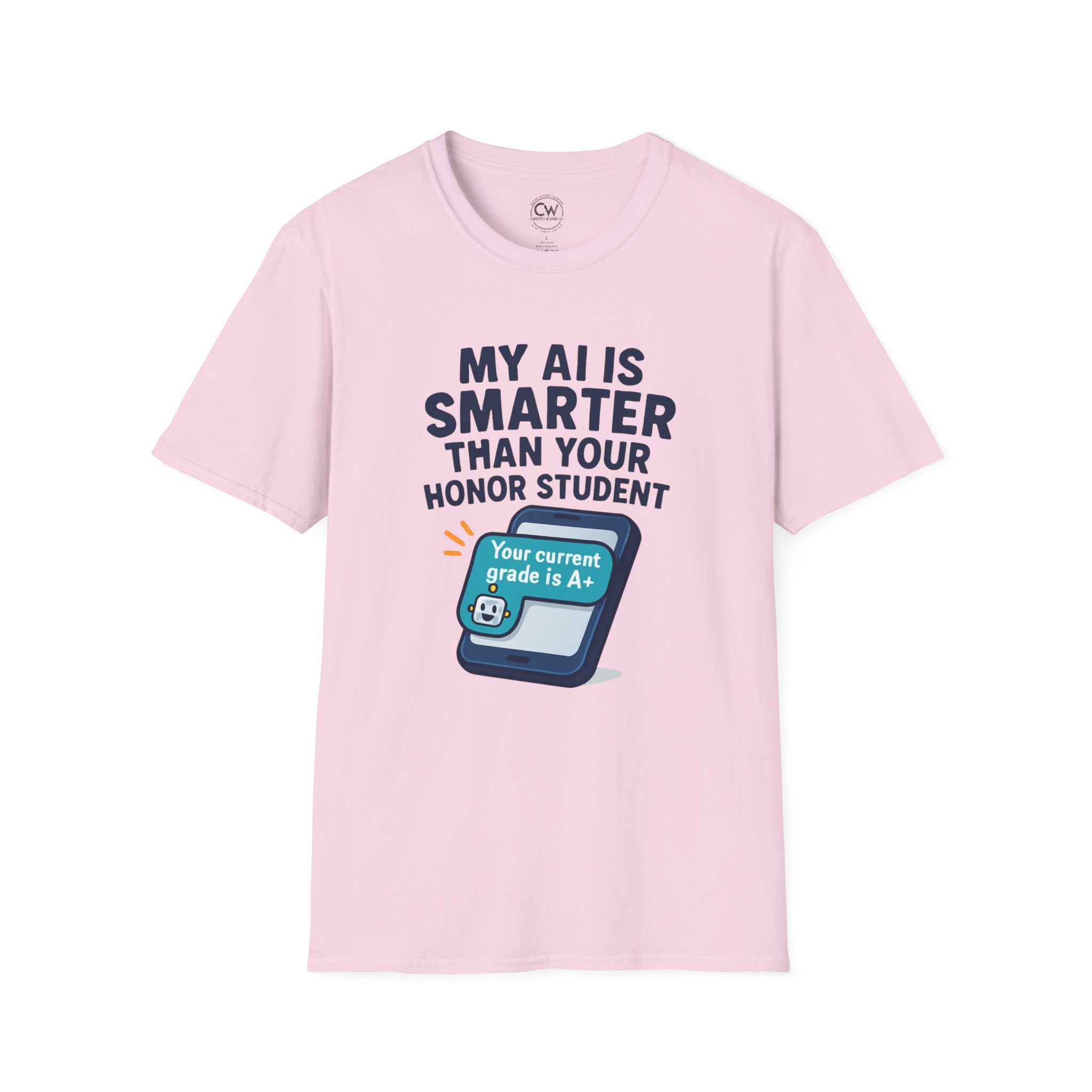My AI Is Smarter Than Your Honor Student Shirt - Funny AI Parenting Tee - Tech Parent Humor Shirt - Artificial Intelligence Bragging T-Shirt, Unisex Softstyle T-Shirt