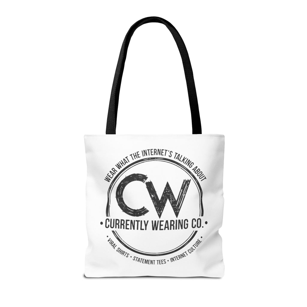 Currently Wearing Co Logo Tote Bag - Wear What the Internet's Talking About Canvas Bag - Reusable Shopping Bag, Trendy Statement Tote Bag, Stylish Carry-All, Eco-Friendly Shopper, Fun Gift for Fashion Lovers, Unique Beach Bag, Graphic Design Tote