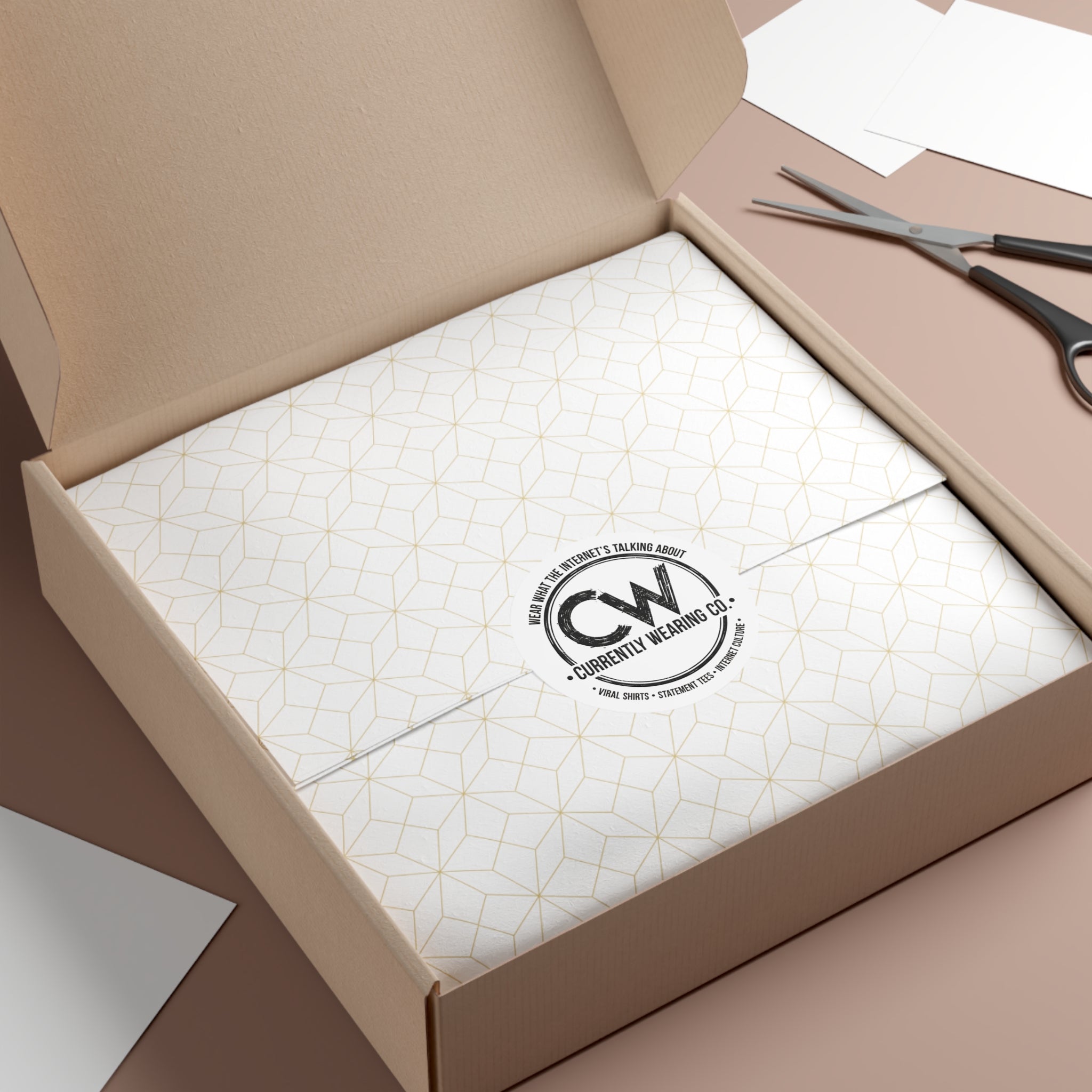 Currently Wearing Co Logo Sticker - Wear What the Internet's Talking About Vinyl Sticker - 3" Round CW Brand Decal, Trendy Round Vinyl Stickers, Internet Culture Decor, Fun Laptop Decals, Gift for Creatives, Party Favors, Statement Stickers