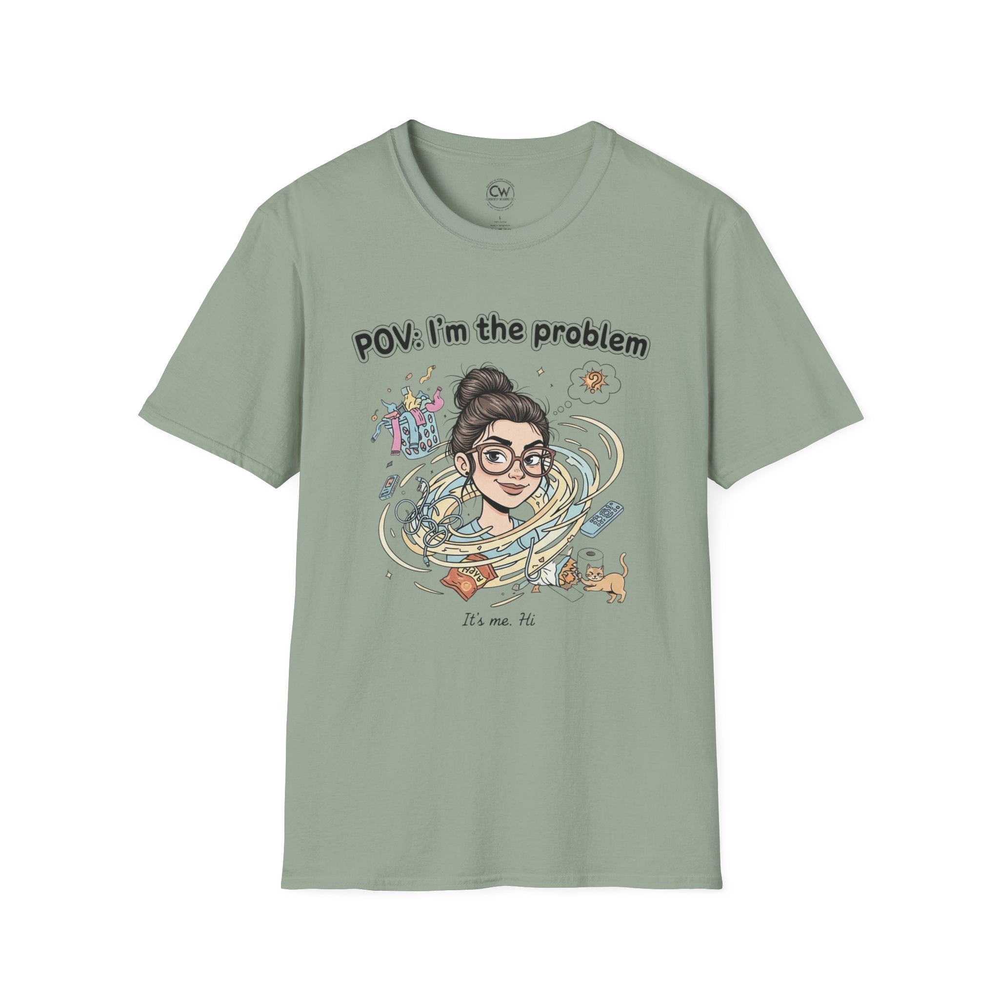 POV I'm the Problem Shirt - Funny Self Aware Tee - Chaotic Energy Shirt - Mental Health Humor T-Shirt Playful Graphic Tee for Everyday Fun, Perfect Gift, Casual Wear, Women's Humor T-Shirt, Self-Deprecating Humor Tee