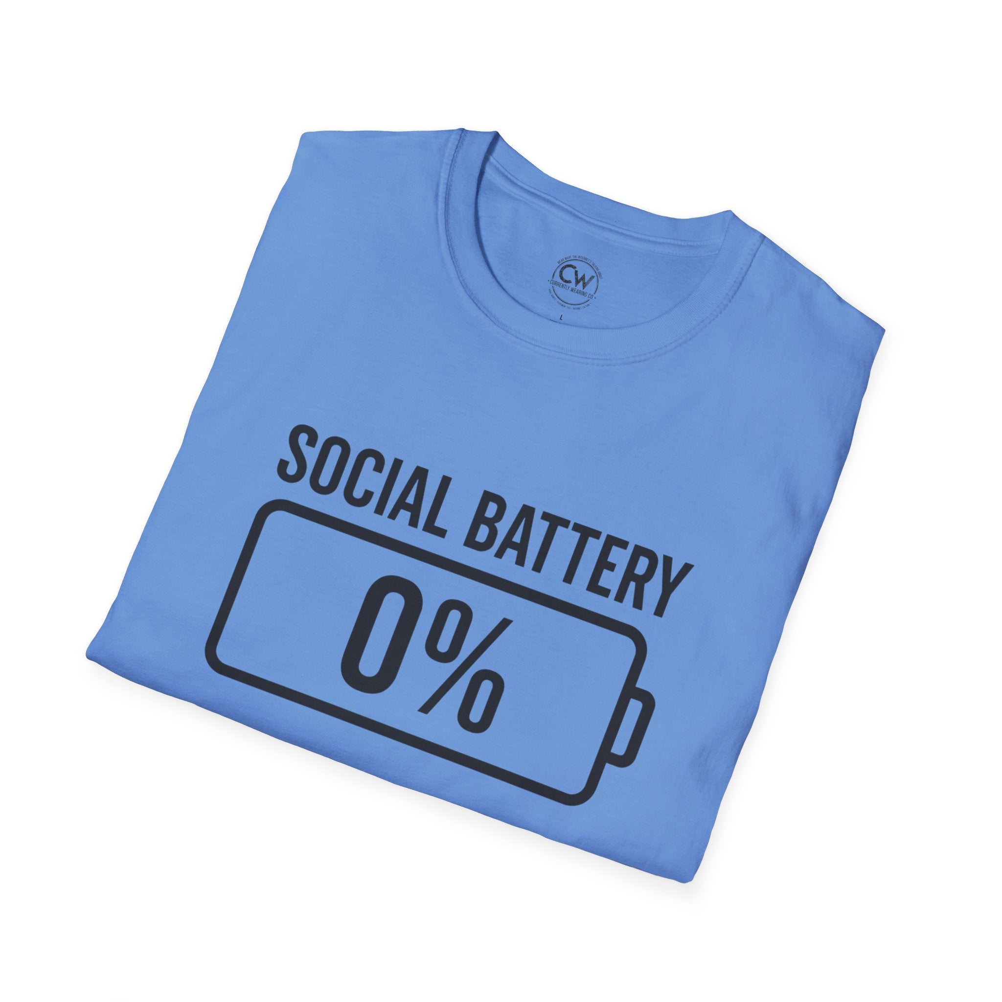 Social Battery 0% T-Shirt - Funny Introvert Shirt | Currently Wearing Co