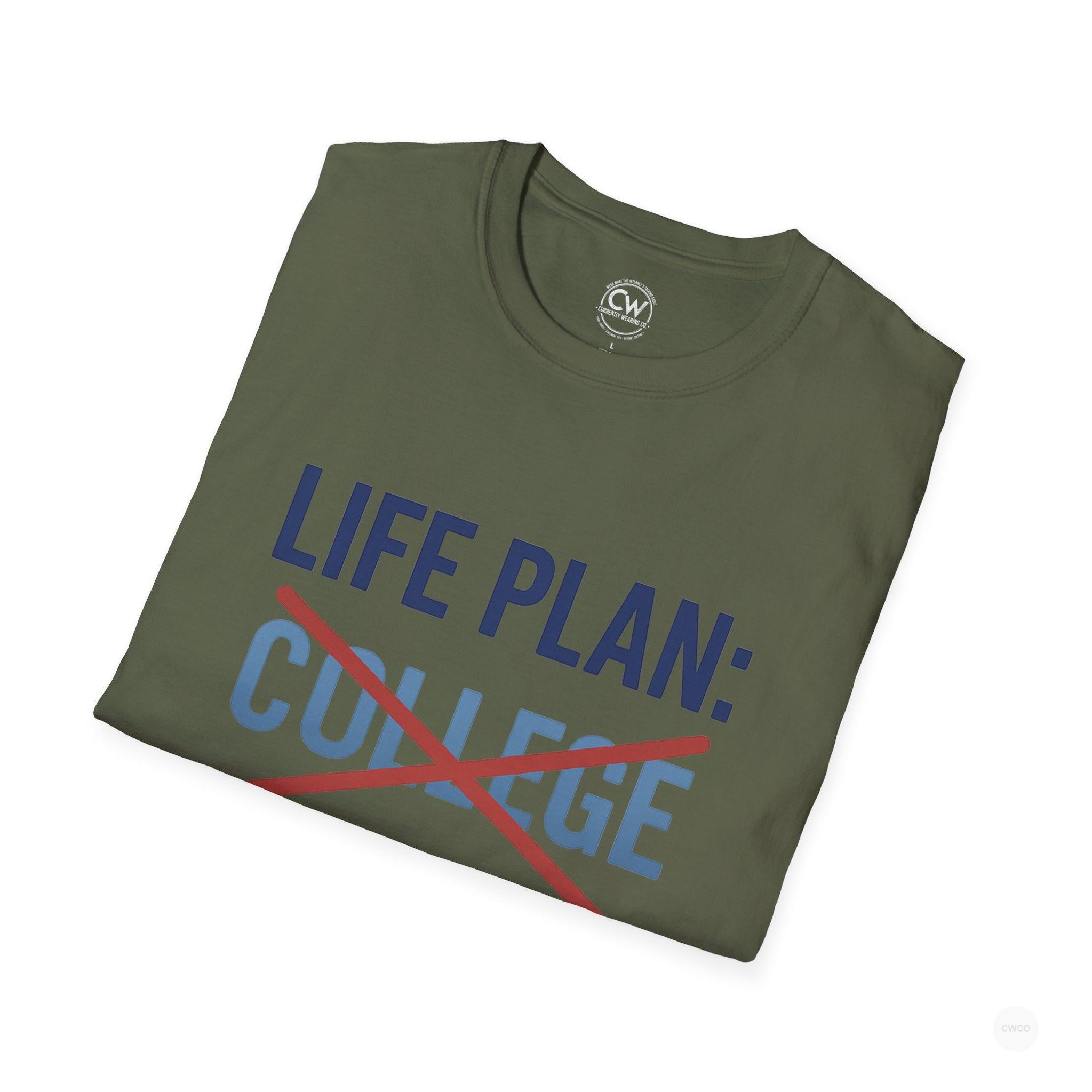 Life Plan: AI Skills T-Shirt, Unisex Softstyle T-Shirt, Funny Graphic Tee, Learning Humor, Casual Wear, College Student Gift