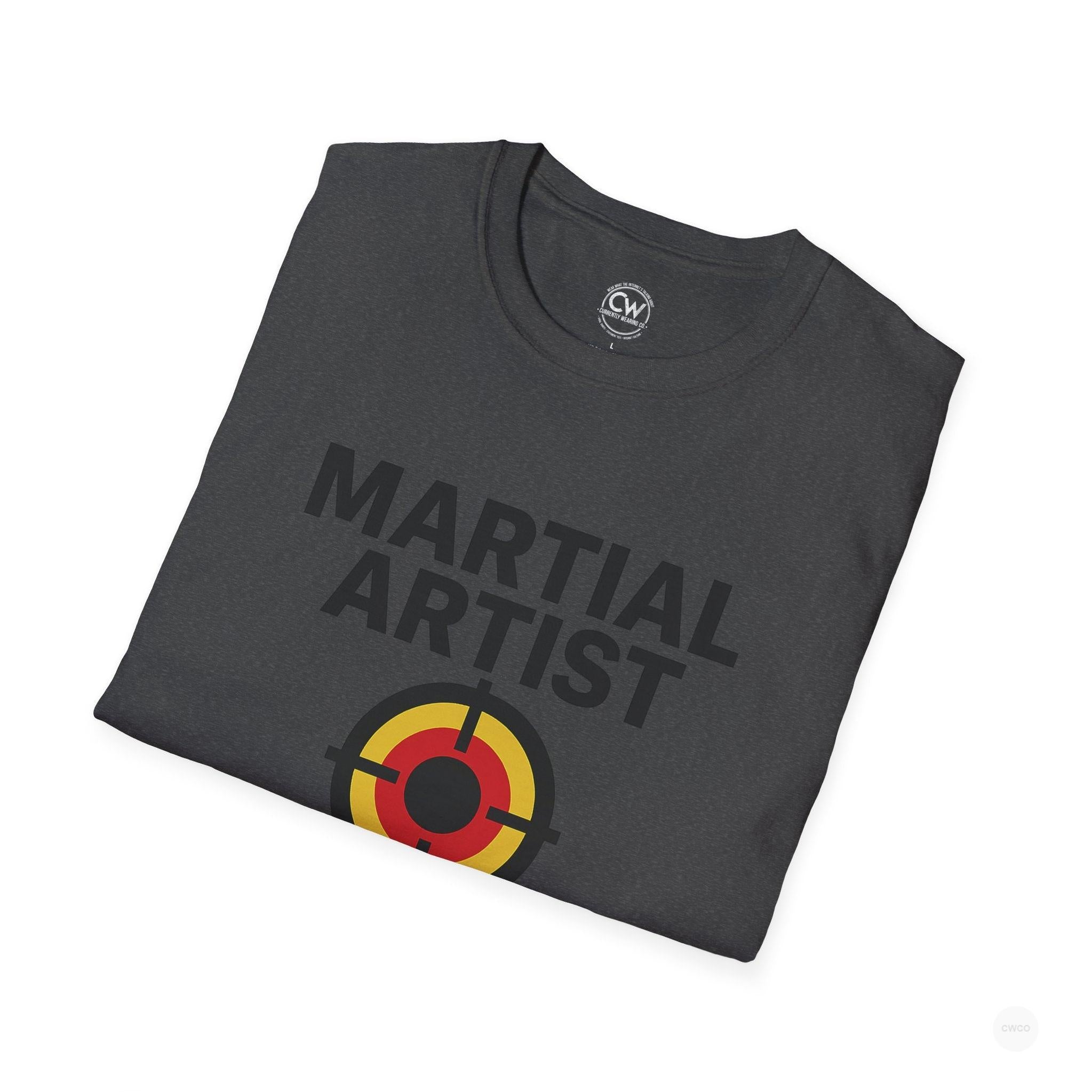 Martial Artist: Grab Here to Begin Demo Funny Self-Defense Humor Unisex Softstyle T-Shirt | Perfect for Training, Gifts for Martial Arts Lovers, Workout, Casual Wear, Everyday Use