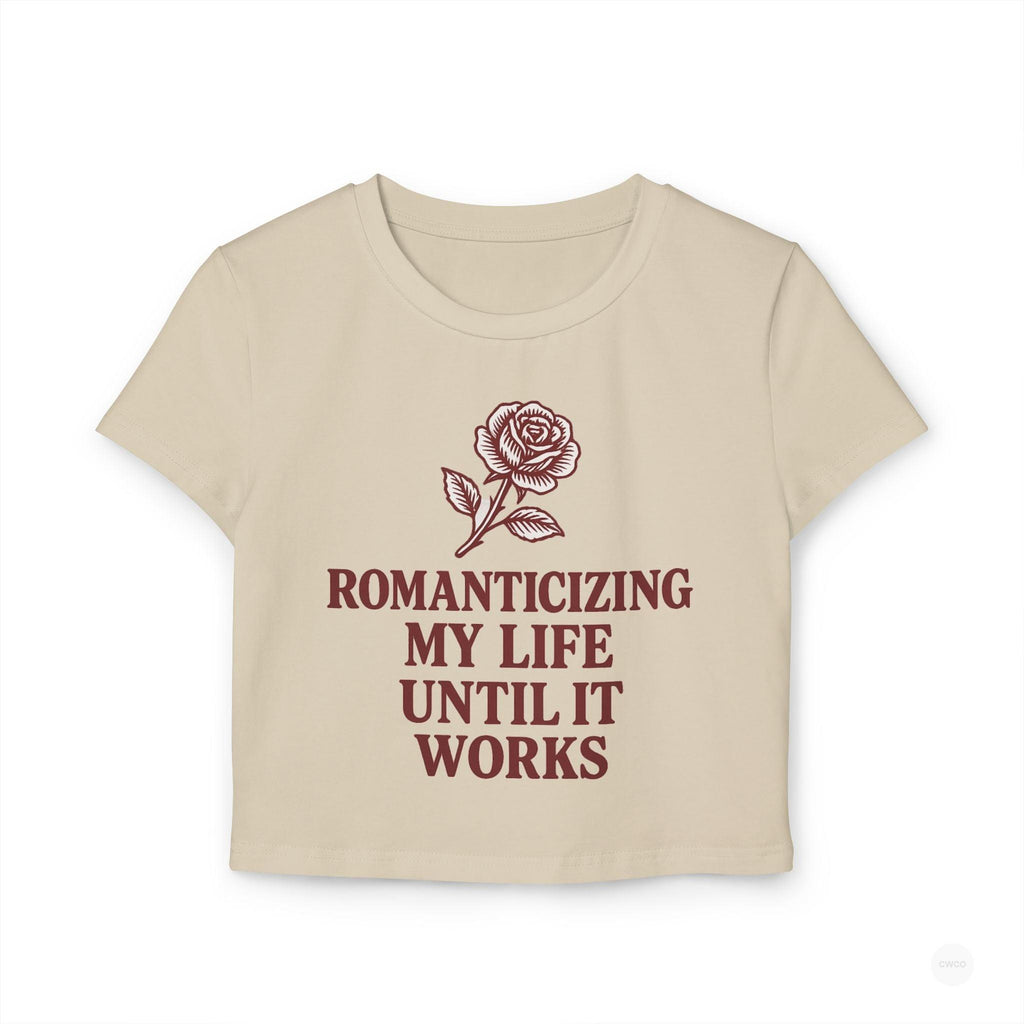 Romanticizing My Life Vintage Rose Women's Baby Tee, Cute Crop Top, Gift for Her, Summer Fashion, Inspirational Shirt, Casual Outfit