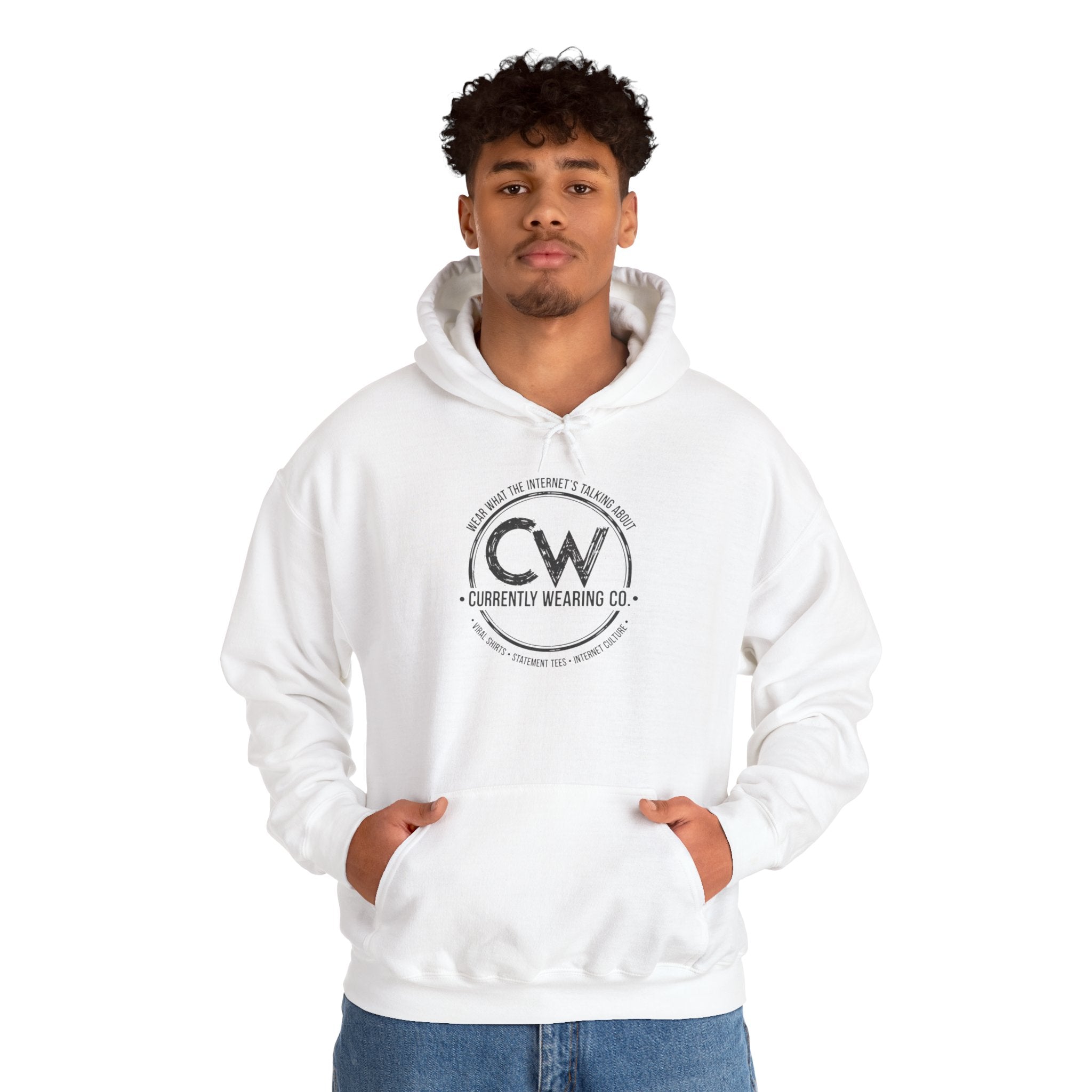 Currently Wearing Co Signature Logo Hoodie - Wear What the Internet's Talking About Hoodie - CW Brand Streetwear Hoodie - Internet Culture Sweatshirt, Cozy Unisex Hoodie for Everyday Wear, Gift for Her, Birthday Present, Casual Style, Fashionable Layering