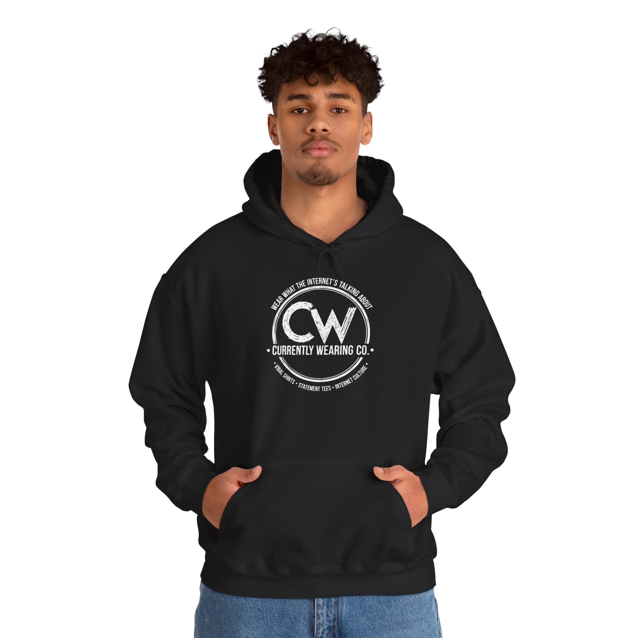 Currently Wearing Co Signature Logo Hoodie - Wear What the Internet's Talking About Hoodie - CW Brand Streetwear Hoodie - Internet Culture Sweatshirt, Cozy Unisex Hoodie for Everyday Wear, Gift for Her, Birthday Present, Casual Style, Fashionable Layering