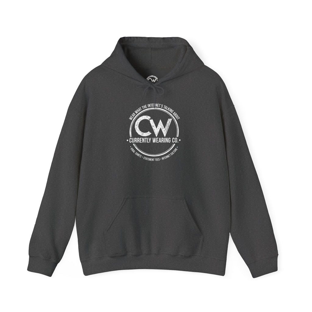 Currently Wearing Co Signature Logo Hoodie - Wear What the Internet's Talking About Hoodie - CW Brand Streetwear Hoodie - Internet Culture Sweatshirt, Cozy Unisex Hoodie for Everyday Wear, Gift for Her, Birthday Present, Casual Style, Fashionable Layering