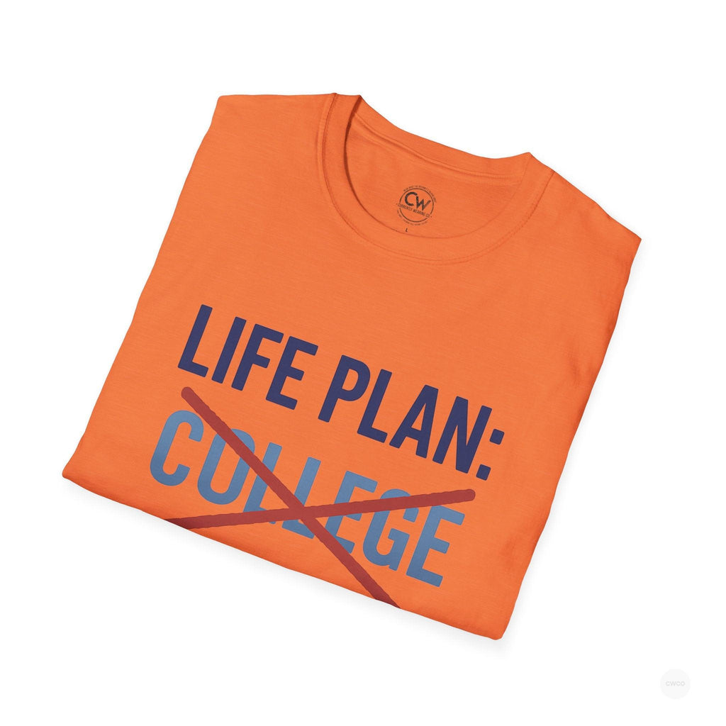 Life Plan: AI Skills T-Shirt, Unisex Softstyle T-Shirt, Funny Graphic Tee, Learning Humor, Casual Wear, College Student Gift