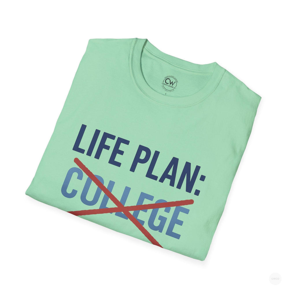 Life Plan: AI Skills T-Shirt, Unisex Softstyle T-Shirt, Funny Graphic Tee, Learning Humor, Casual Wear, College Student Gift