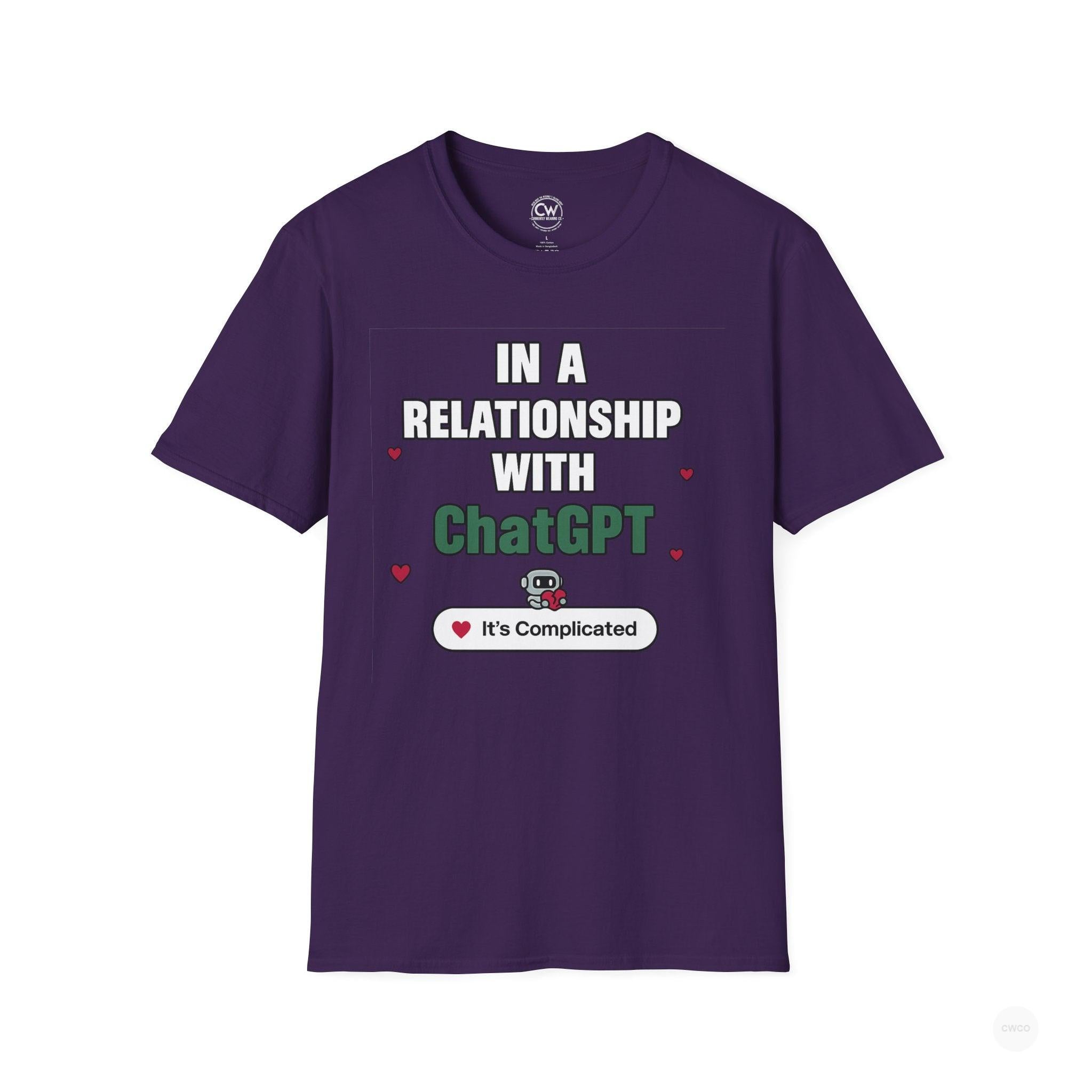 In a Relationship with ChatGPT - It's Complicated Funny, Viral Humor Unisex Softstyle T-Shirt