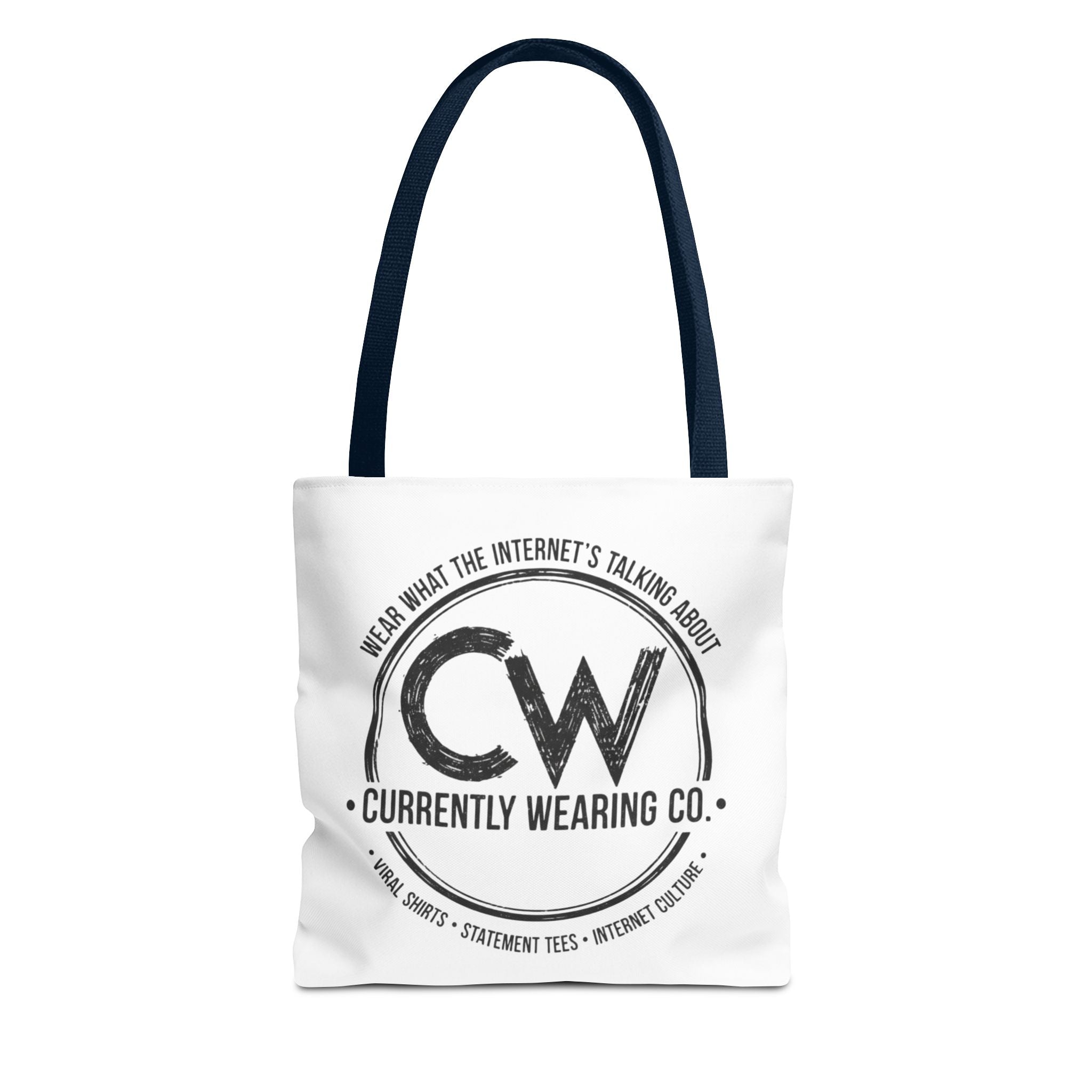 Currently Wearing Co Logo Tote Bag - Wear What the Internet's Talking About Canvas Bag - Reusable Shopping Bag, Trendy Statement Tote Bag, Stylish Carry-All, Eco-Friendly Shopper, Fun Gift for Fashion Lovers, Unique Beach Bag, Graphic Design Tote