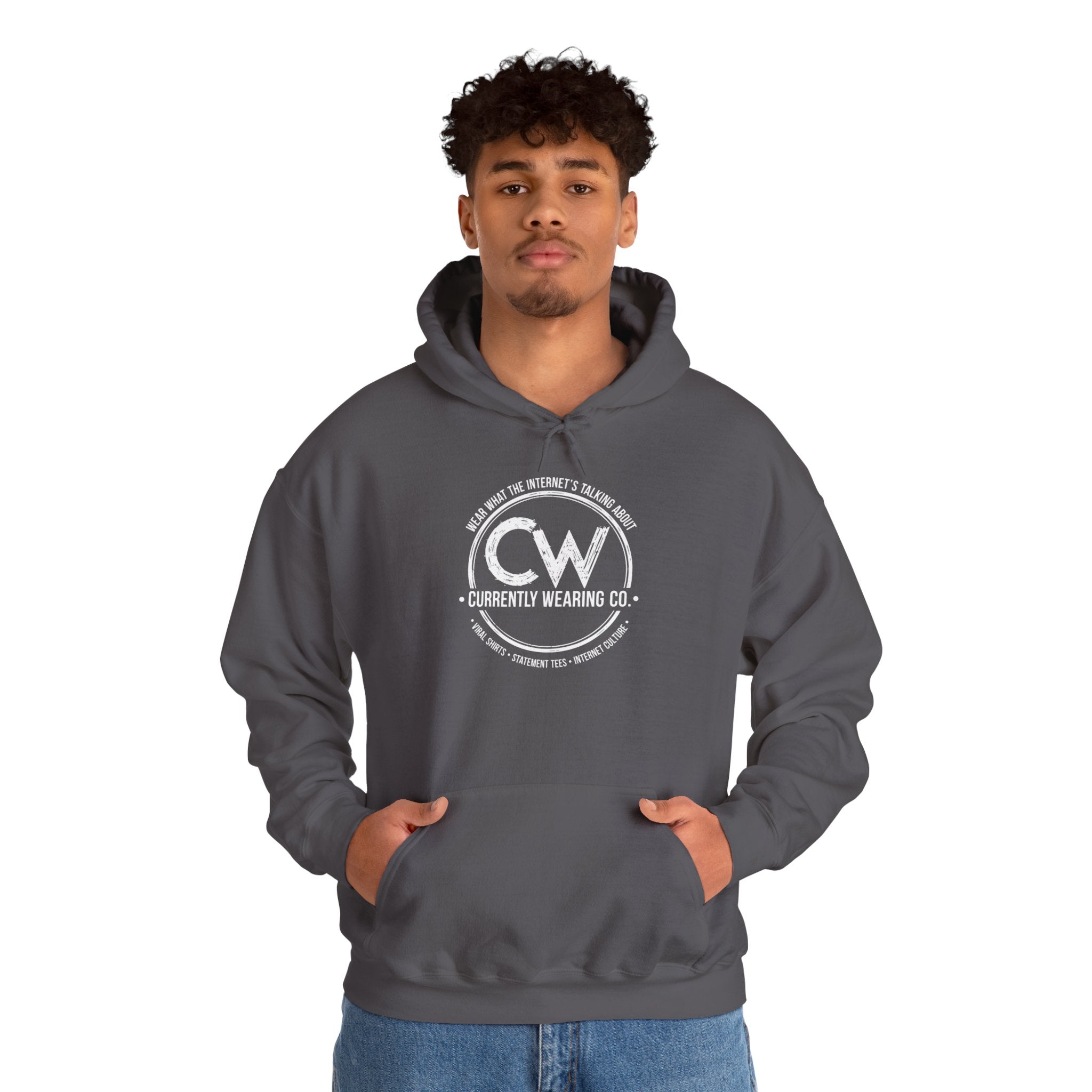 Currently Wearing Co Signature Logo Hoodie - Wear What the Internet's Talking About Hoodie - CW Brand Streetwear Hoodie - Internet Culture Sweatshirt, Cozy Unisex Hoodie for Everyday Wear, Gift for Her, Birthday Present, Casual Style, Fashionable Layering