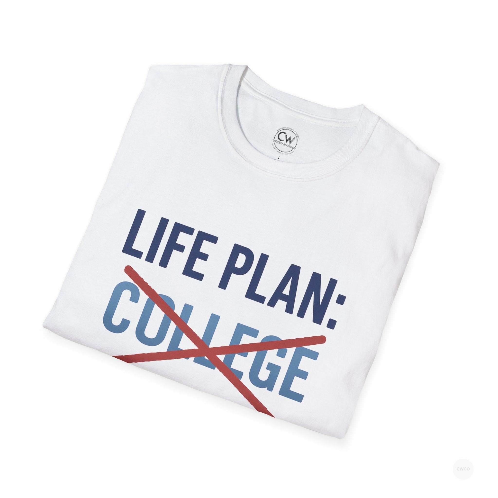 Life Plan: AI Skills T-Shirt, Unisex Softstyle T-Shirt, Funny Graphic Tee, Learning Humor, Casual Wear, College Student Gift