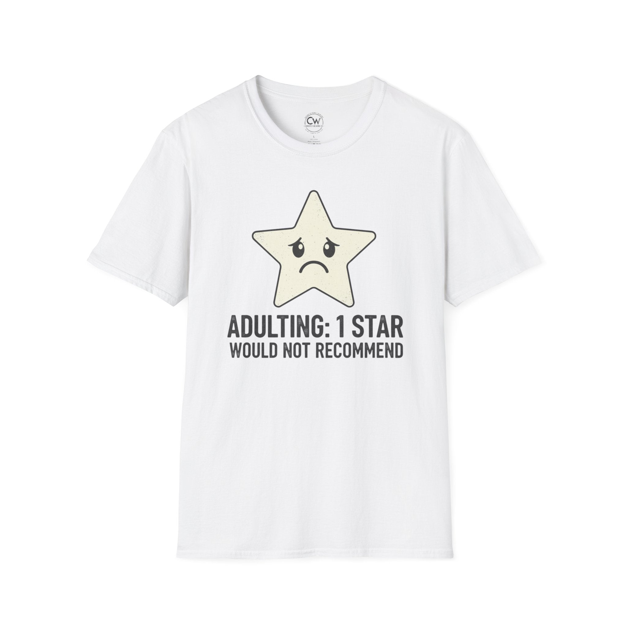 Adulting 1 Star Would Not Recommend Shirt - Funny Adult Life Tee - Millennial Humor Shirt - Adulting Struggles T-Shirt Unisex Fun Adulting T-Shirt | 1 Star Review Design | Perfect for Birthdays, Gifting, Casual Wear, and Humor Lovers