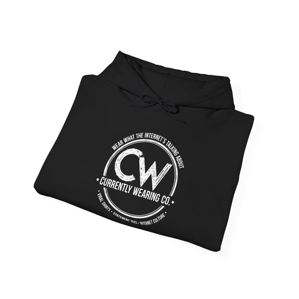 Currently Wearing Co Signature Logo Hoodie - Wear What the Internet's Talking About Hoodie - CW Brand Streetwear Hoodie - Internet Culture Sweatshirt, Cozy Unisex Hoodie for Everyday Wear, Gift for Her, Birthday Present, Casual Style, Fashionable Layering