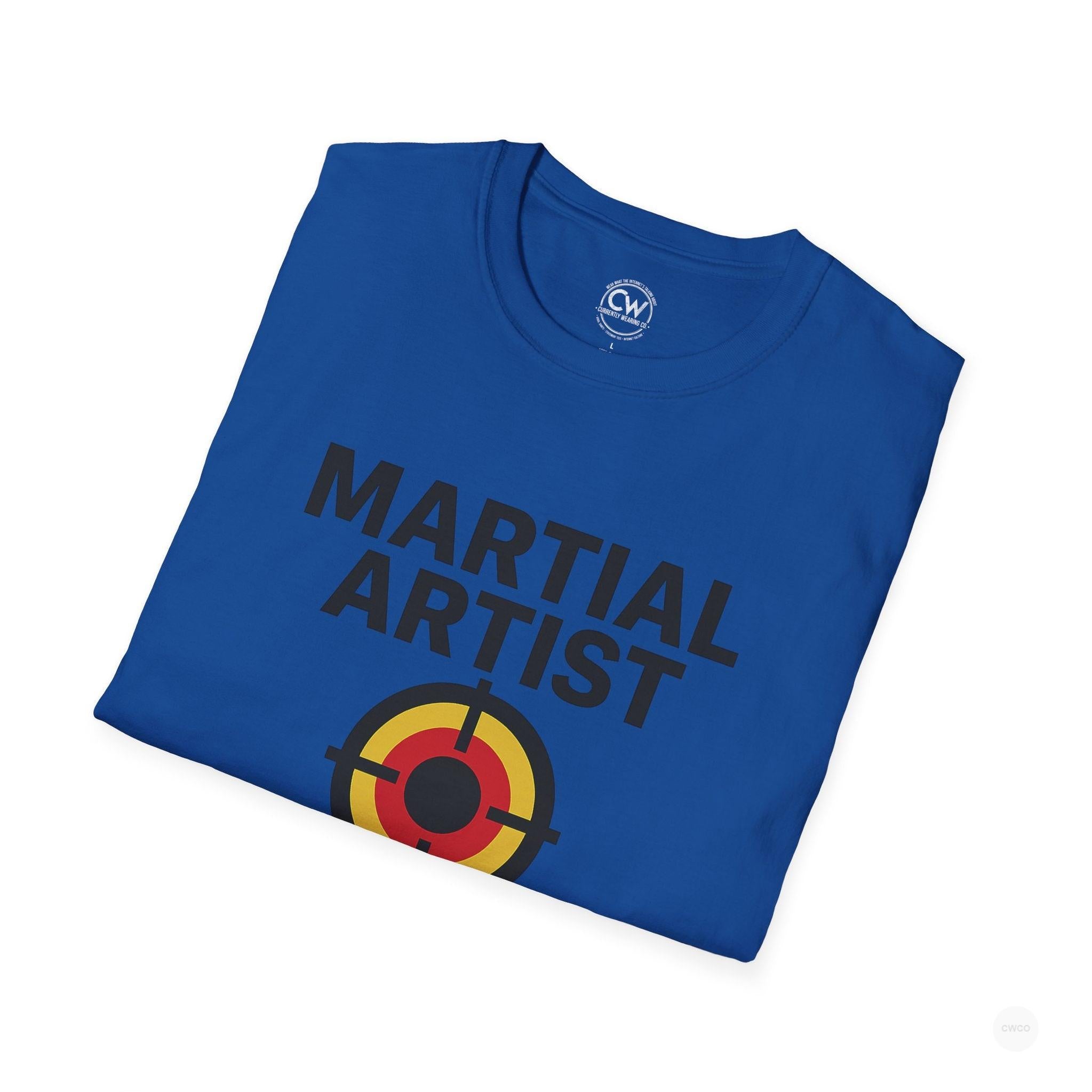 Martial Artist: Grab Here to Begin Demo Funny Self-Defense Humor Unisex Softstyle T-Shirt | Perfect for Training, Gifts for Martial Arts Lovers, Workout, Casual Wear, Everyday Use