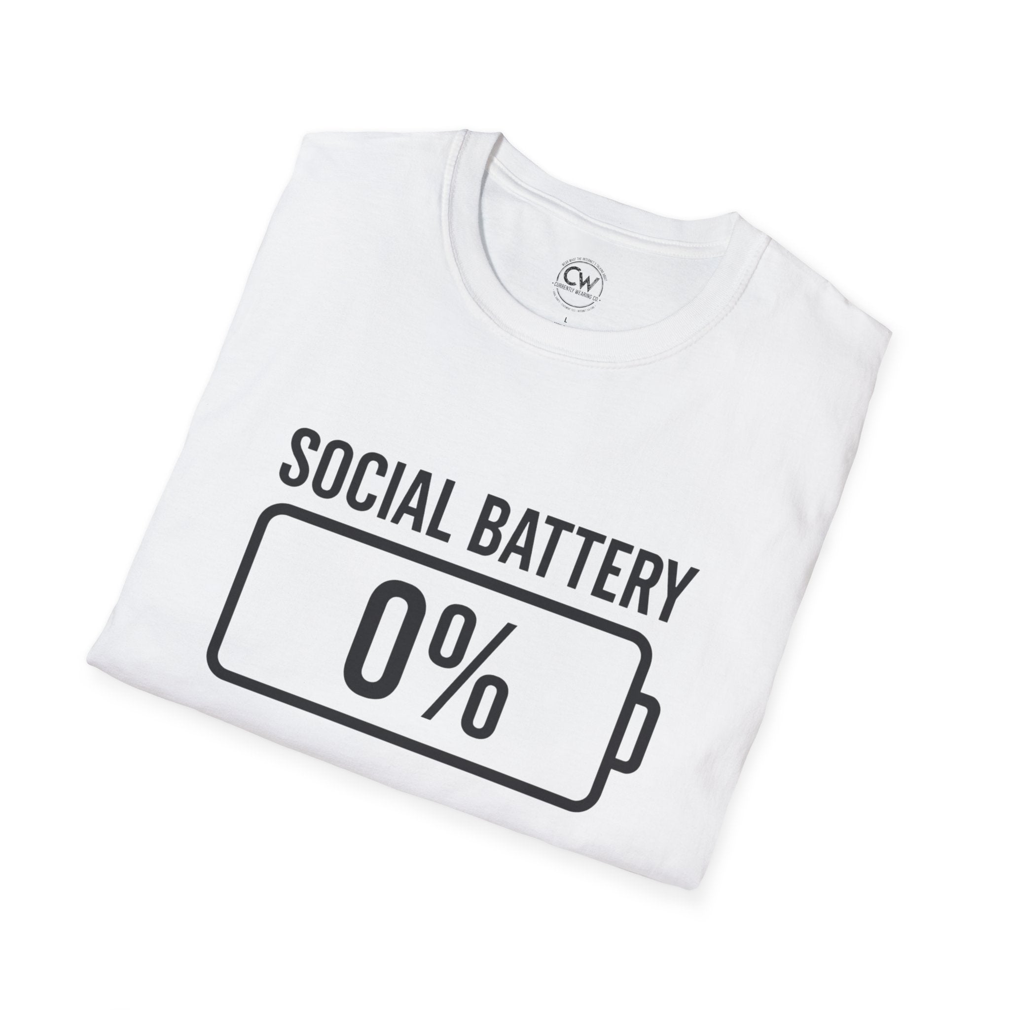 Social Battery 0% T-Shirt - Funny Introvert Shirt | Currently Wearing Co