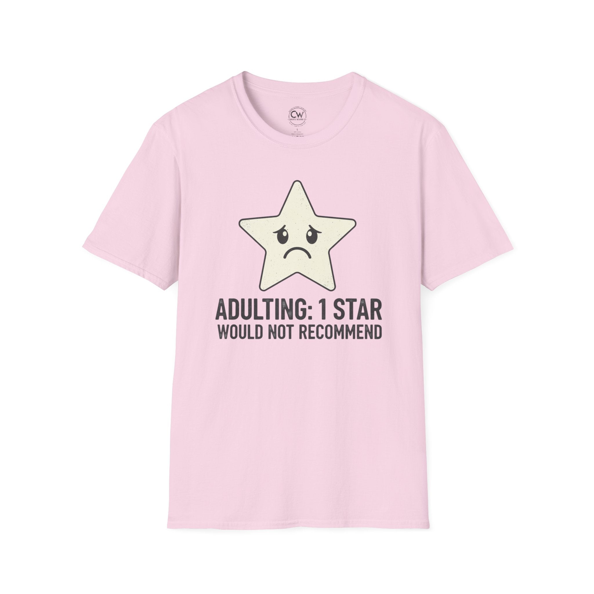 Adulting 1 Star Would Not Recommend Shirt - Funny Adult Life Tee - Millennial Humor Shirt - Adulting Struggles T-Shirt Unisex Fun Adulting T-Shirt | 1 Star Review Design | Perfect for Birthdays, Gifting, Casual Wear, and Humor Lovers