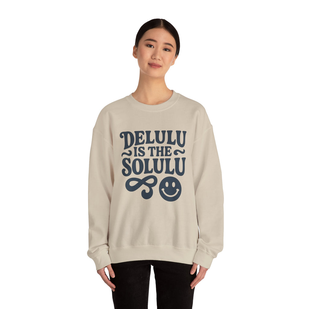 Delulu Is The Solulu Crewneck Sweatshirt - Funny Delusion Tee, Internet Slang Shirt, Gen Z Humor Tee, Trendy Graphic Shirt