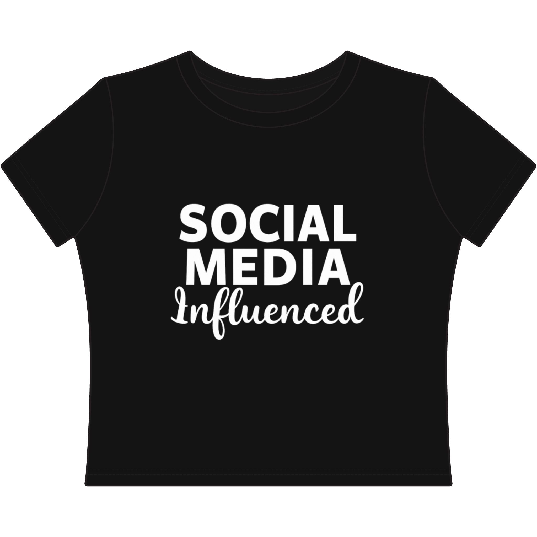 Social Media Influenced Baby Tee - Funny Internet Culture Baby Tee - Influencer Humor Shirt - Gen Z Fashion T-Shirt, Women's Baby Tee, Cute Summer Top, Gift for Influencers, Casual T-Shirt, Trendy Graphic Tee, Fashion Statement T-Shirt
