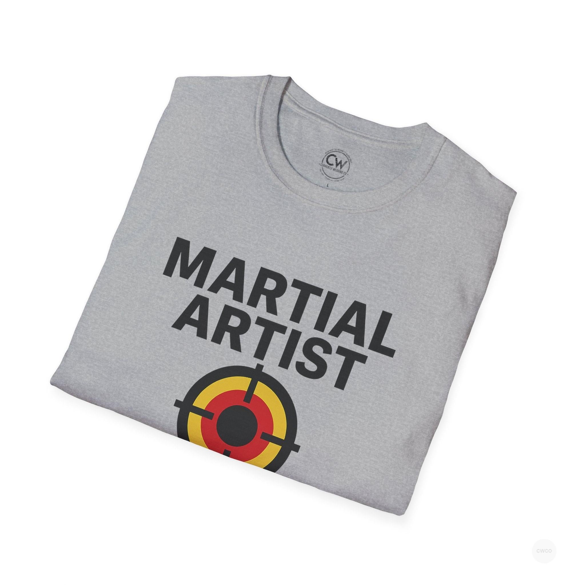 Martial Artist: Grab Here to Begin Demo Funny Self-Defense Humor Unisex Softstyle T-Shirt | Perfect for Training, Gifts for Martial Arts Lovers, Workout, Casual Wear, Everyday Use