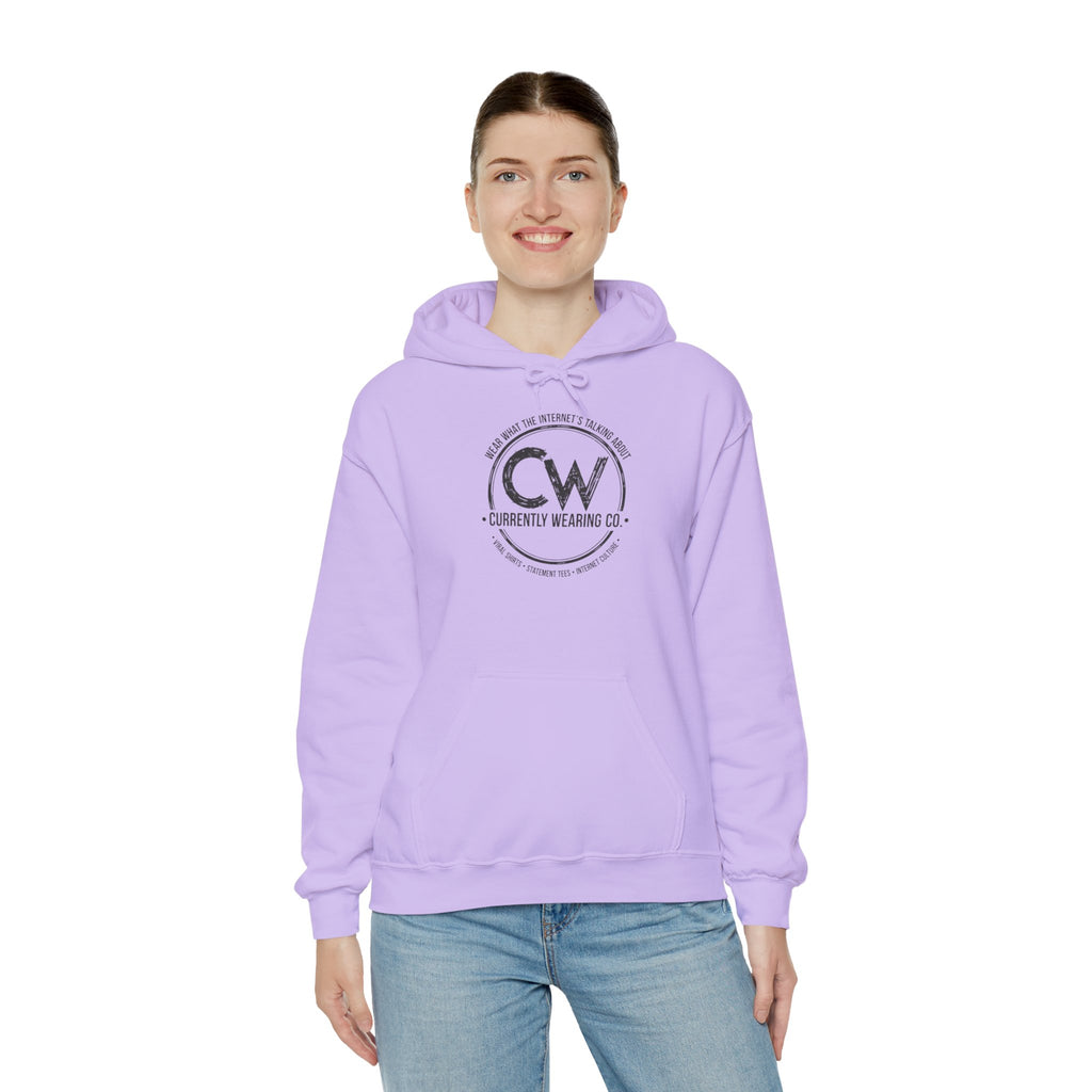 Currently Wearing Co Signature Logo Hoodie - Wear What the Internet's Talking About Hoodie - CW Brand Streetwear Hoodie - Internet Culture Sweatshirt, Cozy Unisex Hoodie for Everyday Wear, Gift for Her, Birthday Present, Casual Style, Fashionable Layering