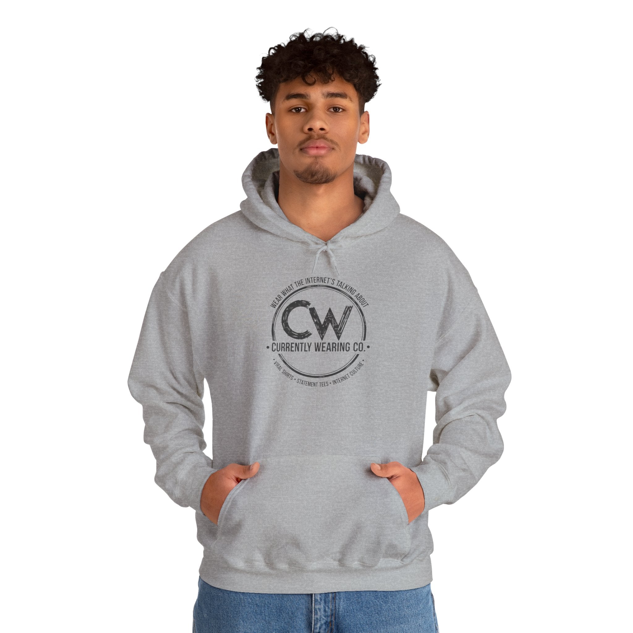 Currently Wearing Co Signature Logo Hoodie - Wear What the Internet's Talking About Hoodie - CW Brand Streetwear Hoodie - Internet Culture Sweatshirt, Cozy Unisex Hoodie for Everyday Wear, Gift for Her, Birthday Present, Casual Style, Fashionable Layering