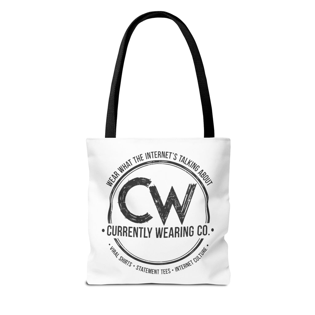 Currently Wearing Co Logo Tote Bag - Wear What the Internet's Talking About Canvas Bag - Reusable Shopping Bag, Trendy Statement Tote Bag, Stylish Carry-All, Eco-Friendly Shopper, Fun Gift for Fashion Lovers, Unique Beach Bag, Graphic Design Tote