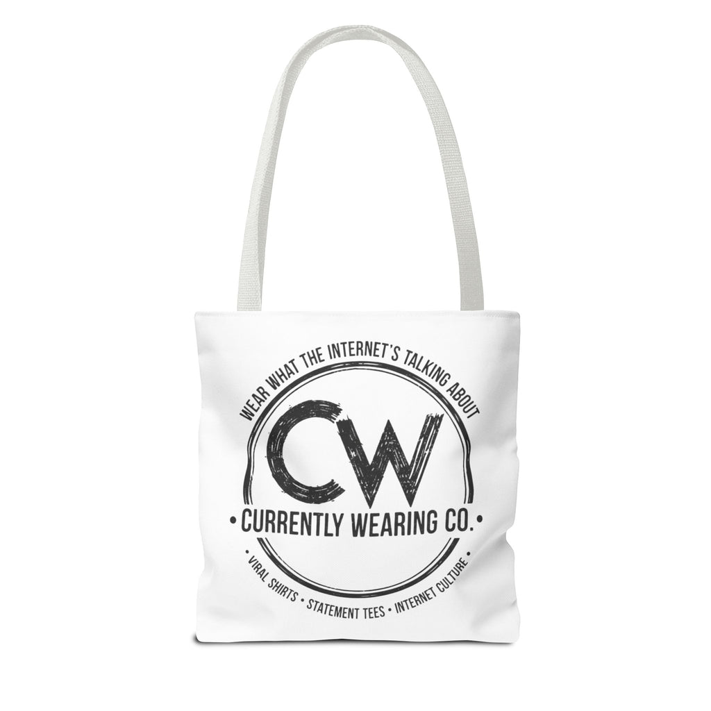 Currently Wearing Co Logo Tote Bag - Wear What the Internet's Talking About Canvas Bag - Reusable Shopping Bag, Trendy Statement Tote Bag, Stylish Carry-All, Eco-Friendly Shopper, Fun Gift for Fashion Lovers, Unique Beach Bag, Graphic Design Tote