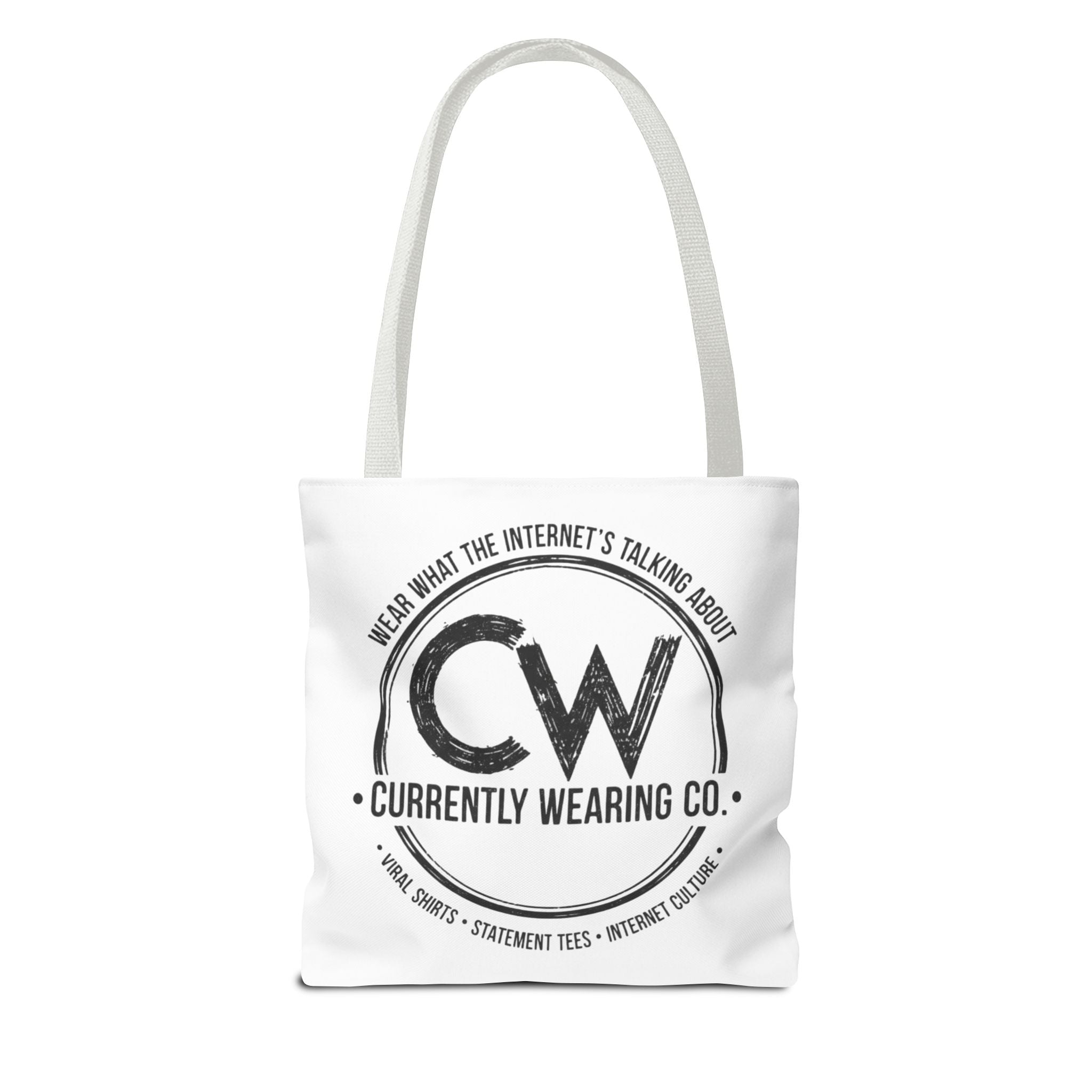 Currently Wearing Co Logo Tote Bag - Wear What the Internet's Talking About Canvas Bag - Reusable Shopping Bag, Trendy Statement Tote Bag, Stylish Carry-All, Eco-Friendly Shopper, Fun Gift for Fashion Lovers, Unique Beach Bag, Graphic Design Tote