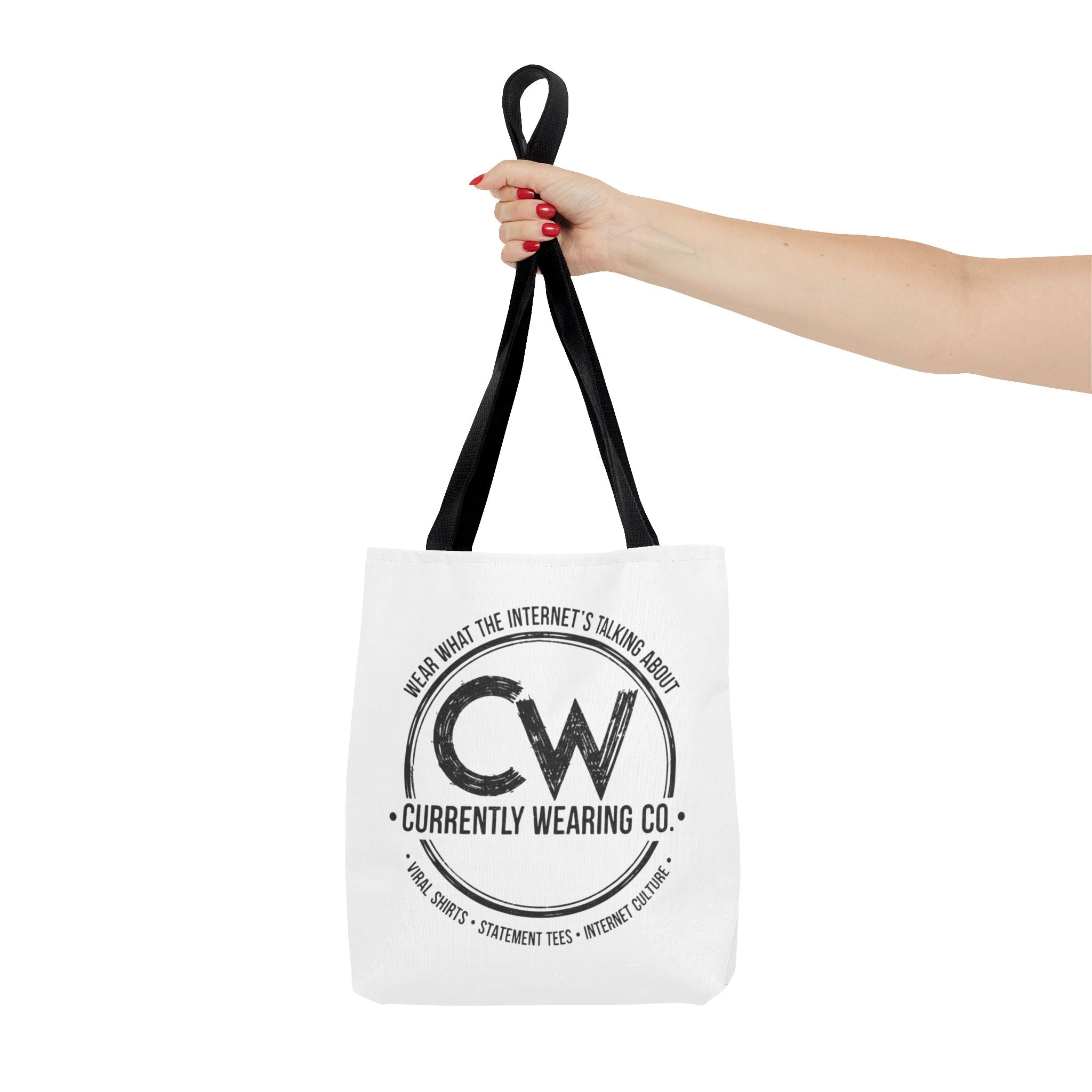 Currently Wearing Co Logo Tote Bag - Wear What the Internet's Talking About Canvas Bag - Reusable Shopping Bag, Trendy Statement Tote Bag, Stylish Carry-All, Eco-Friendly Shopper, Fun Gift for Fashion Lovers, Unique Beach Bag, Graphic Design Tote