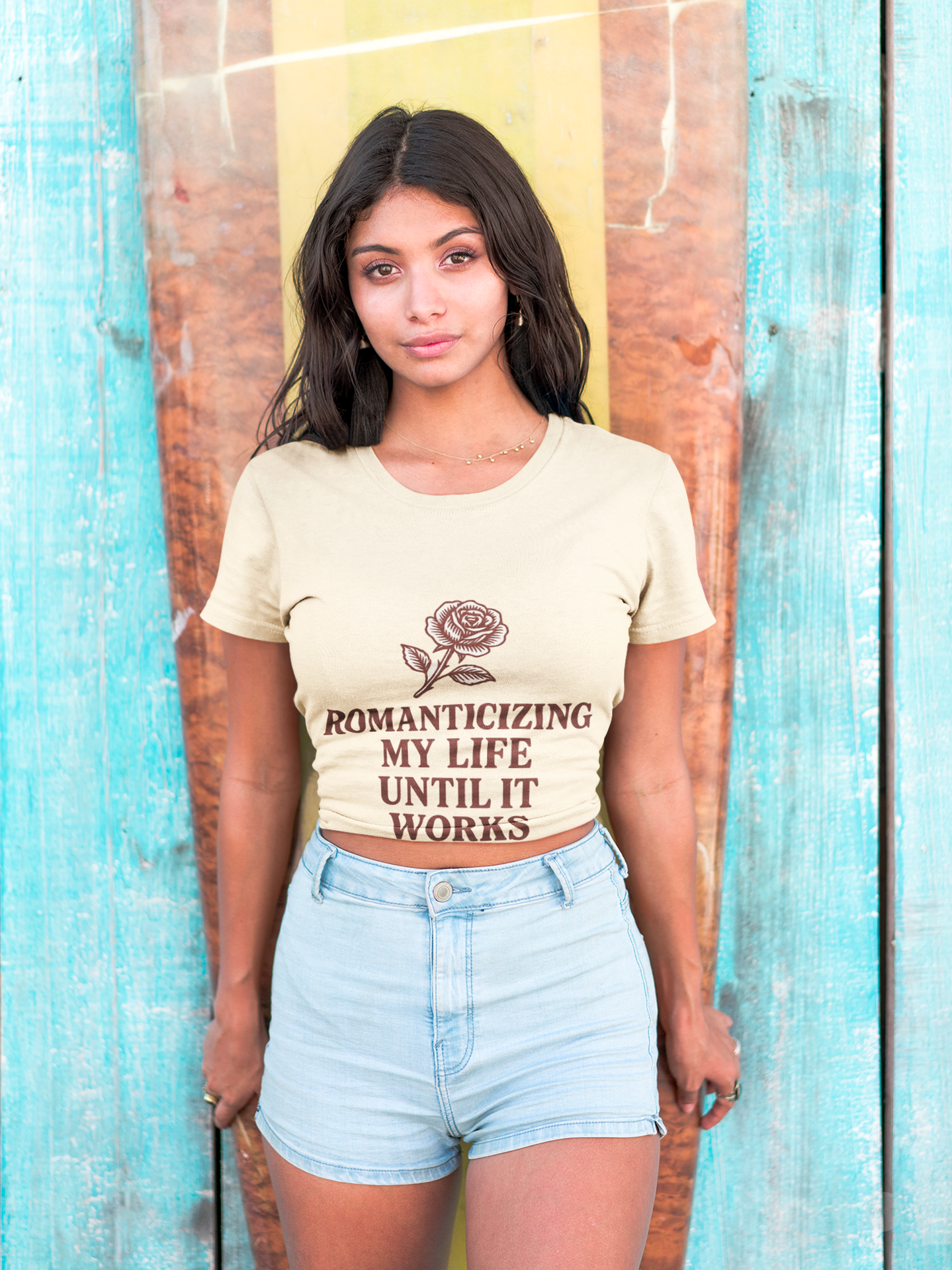 Romanticizing My Life Until It Works Vintage Rose Graphic Tee, Softstyle Shirt, Unisex Tee, Self-Love Apparel, Motivational Gift, Casual Wear