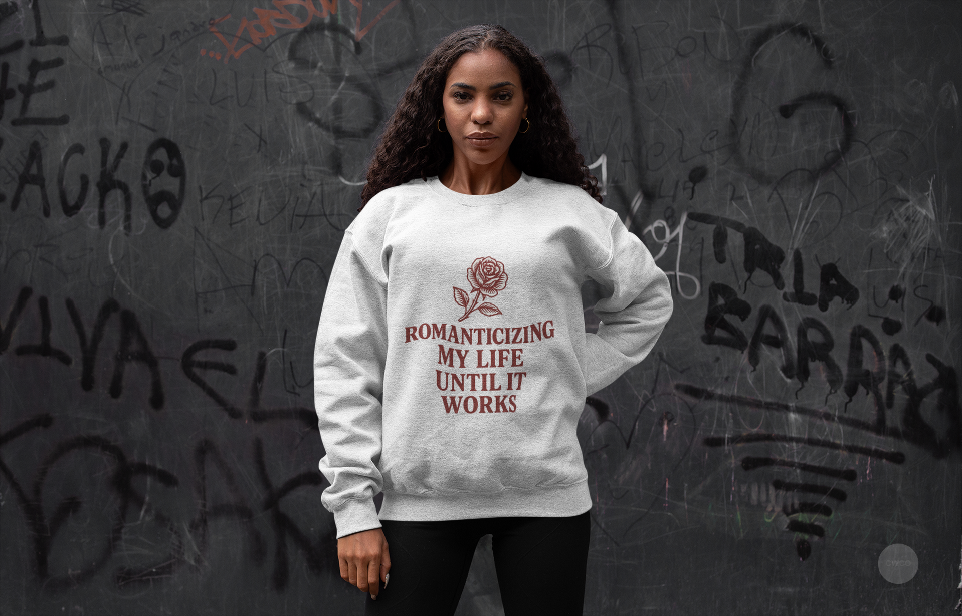 Romanticizing My Life Vintage Rose Unisex Crewneck Sweatshirt, Cozy Pullover for Casual Days, Gift for Friends, Inspirational Sweater, Self-Care Apparel