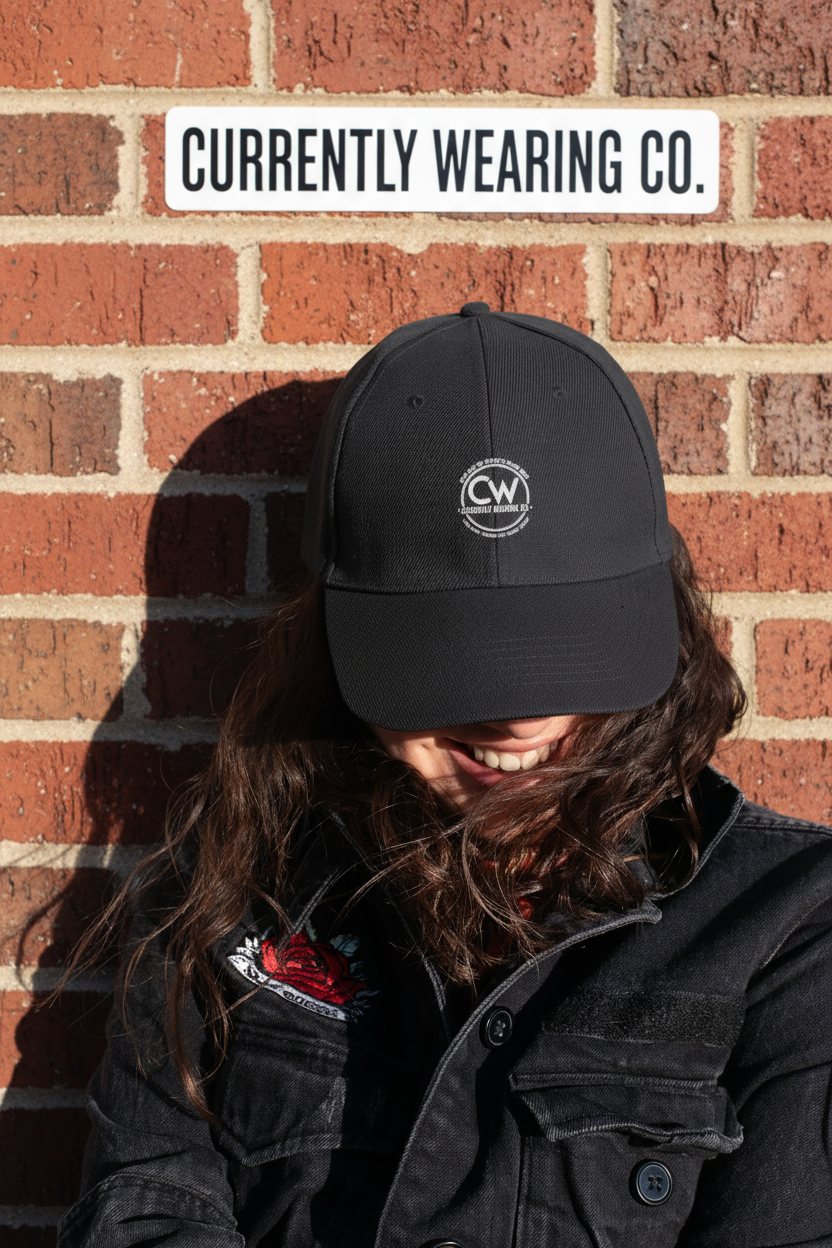 Currently Wearing Co Signature Dad Hat, Stylish Embroidered Denim Hat, Casual Cap, Fashion Accessory, Unisex Hat, Summer Outfit, Gift for Him/Her