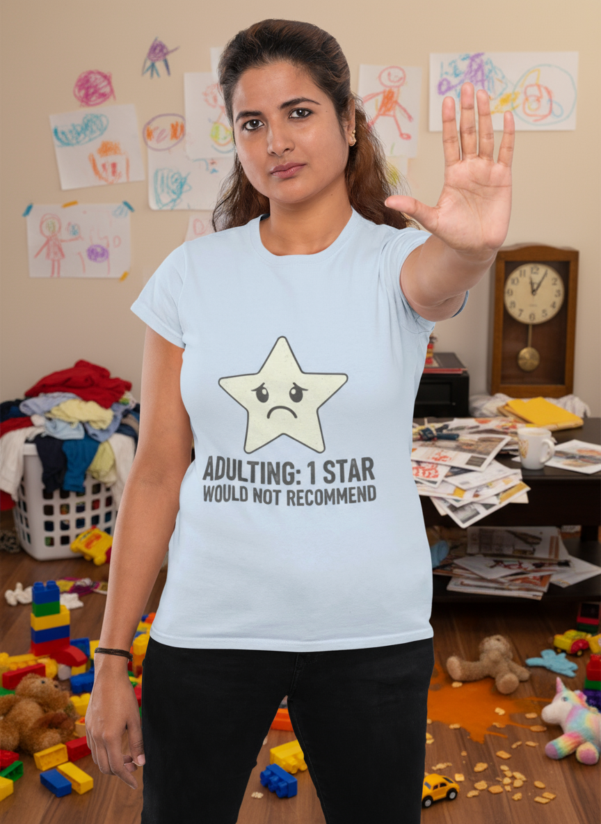 Adulting 1 Star Would Not Recommend Shirt - Funny Adult Life Tee - Millennial Humor Shirt - Adulting Struggles T-Shirt Unisex Fun Adulting T-Shirt | 1 Star Review Design | Perfect for Birthdays, Gifting, Casual Wear, and Humor Lovers