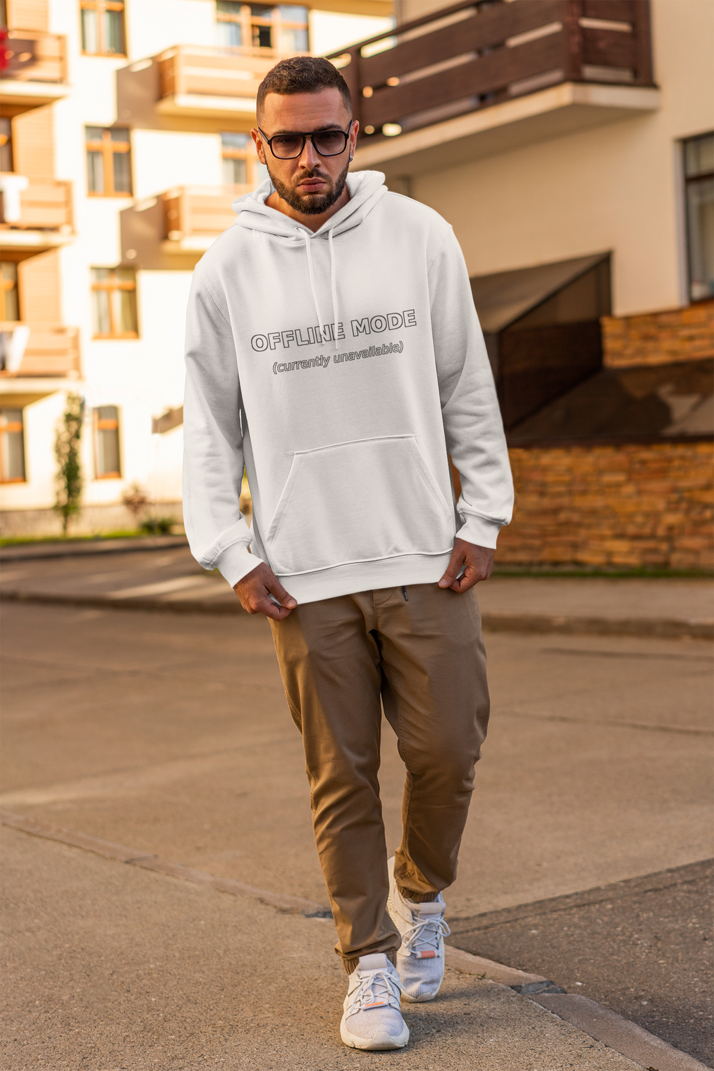 Offline Mode Currently Unavailable Hoodie - Currently Wearing Co Signature Logo Collection - Chronically Online Humor Sweatshirt Unisex Heavy Blend Hooded Sweatshirt