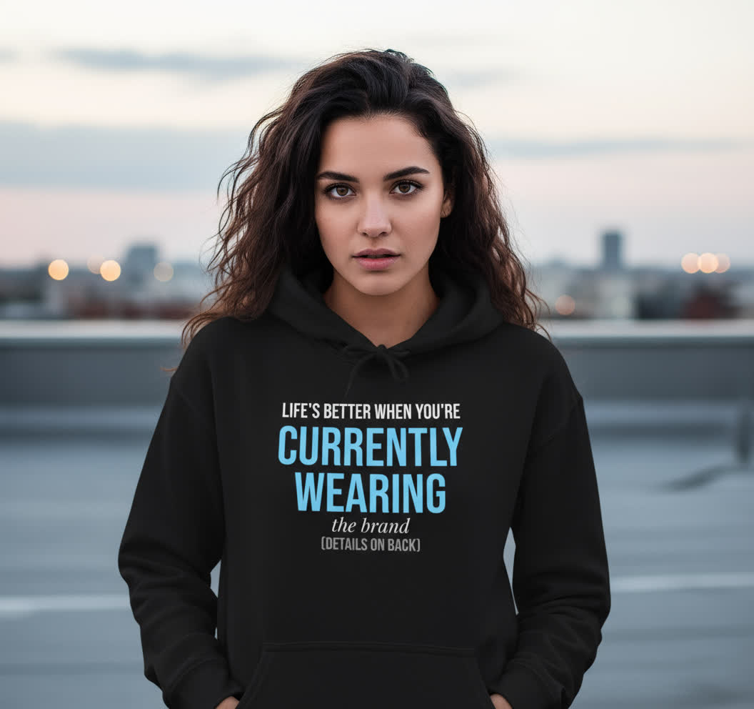 Currently Wearing™ Signature Hoodie — Life’s Better When You’re Currently Wearing the Brand, Unisex Heavy Blend Hoodie - Comfortable Casual Wear for Everyday Style