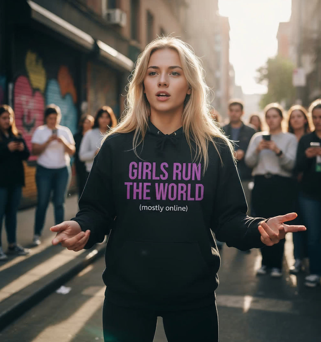 Girls Run the World Hoodie (Mostly Online) - Heavy Blend Comfort Sweatshirt