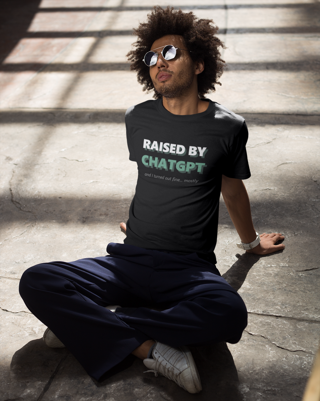 Raised by ChatGPT (and I turned out fine… mostly) — Parody Unisex Tee