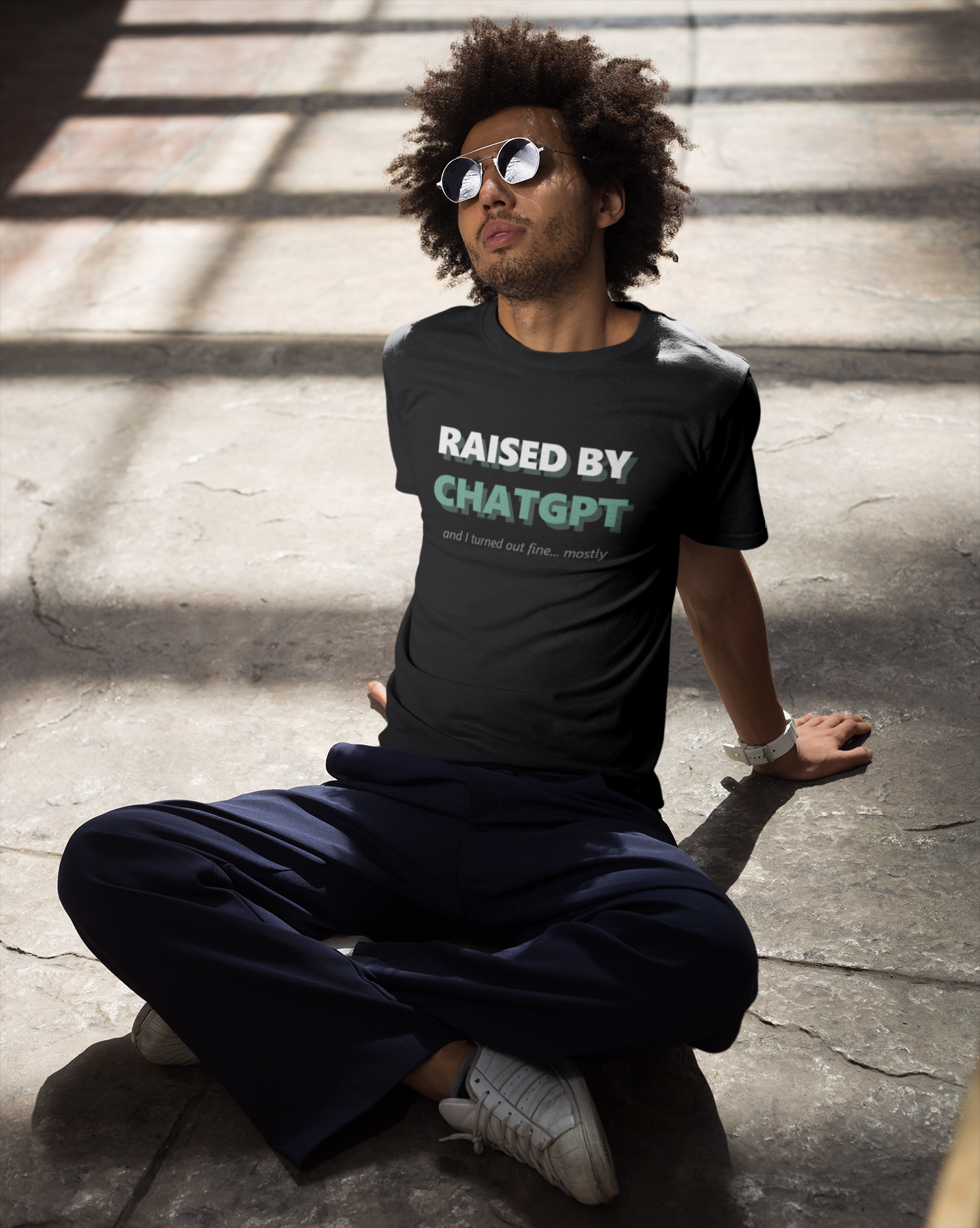 Raised by ChatGPT (and I turned out fine… mostly) — Parody Unisex Tee