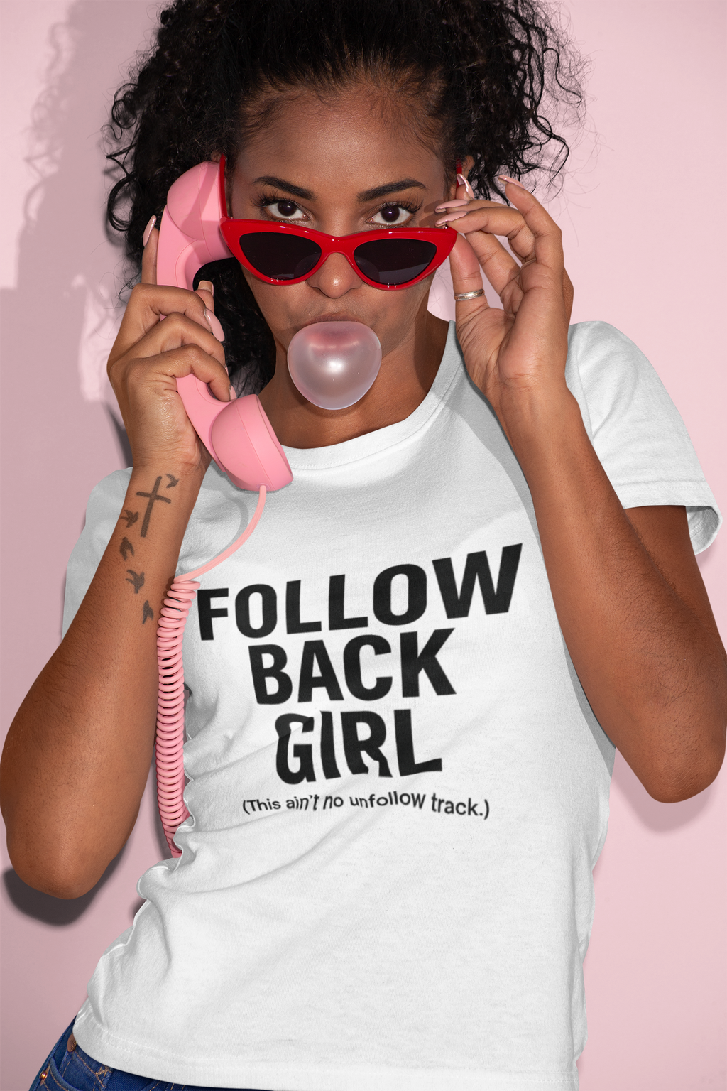 Follow Back Girl (This Ain’t No Unfollow Track) — Viral Unisex Tee - Trendy Softstyle Tee for Social Media Enthusiasts