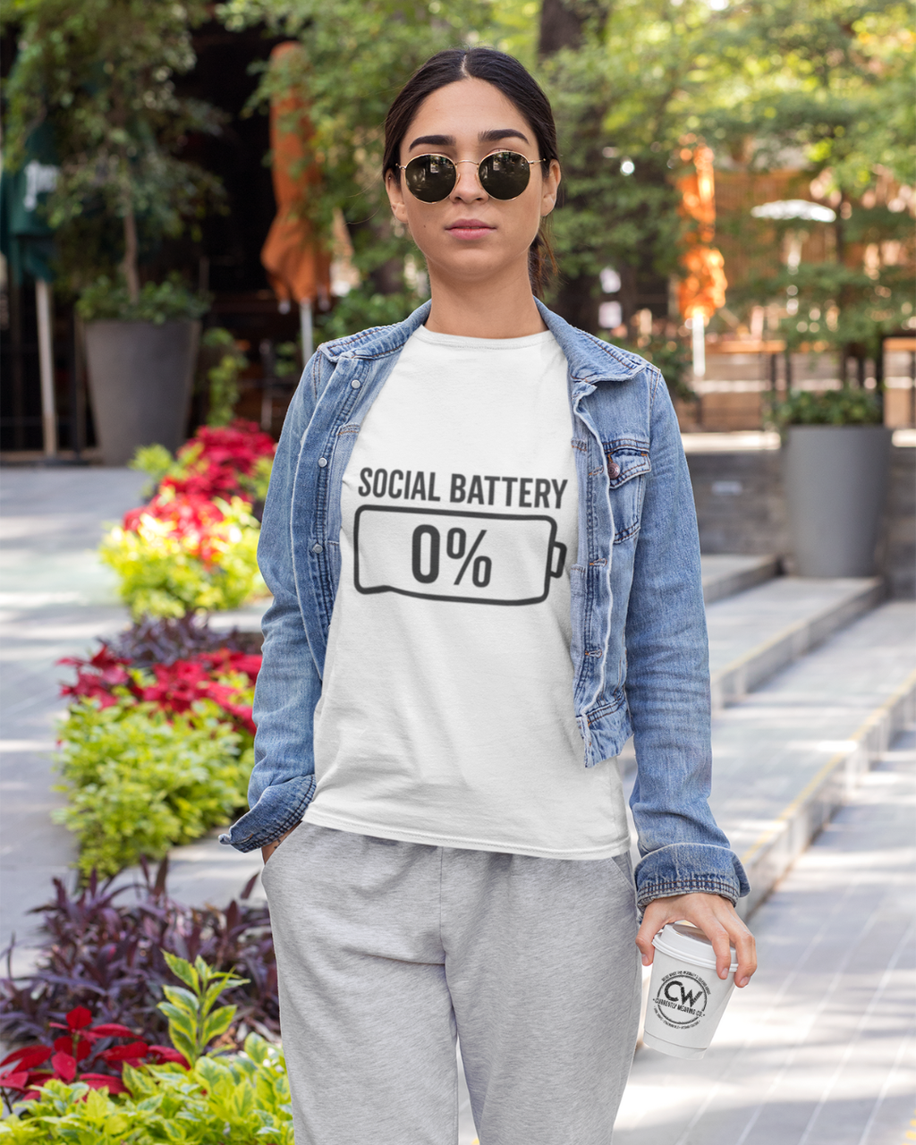 Social Battery 0% T-Shirt - Funny Introvert Shirt | Currently Wearing Co
